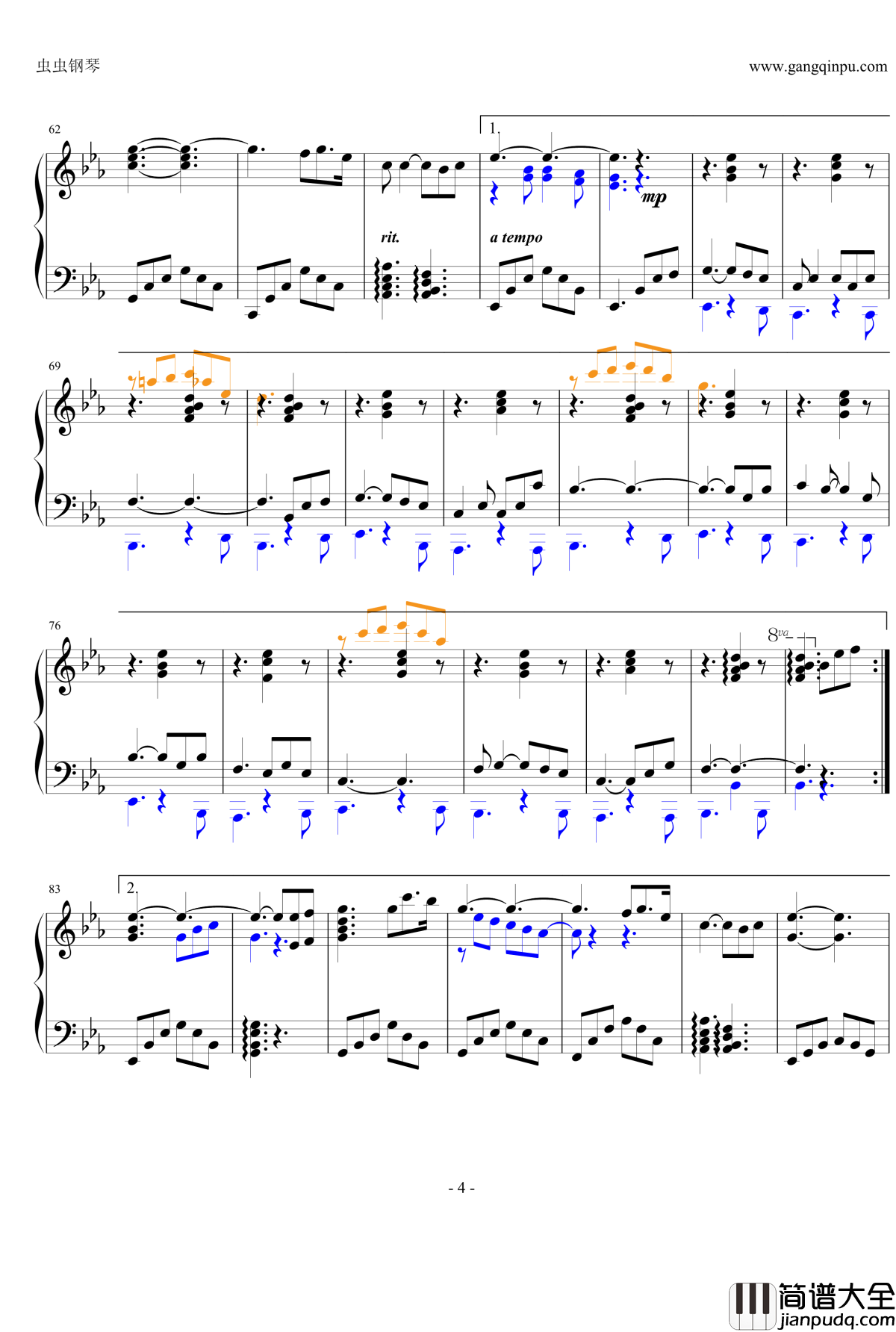 再见我的爱人钢琴谱_邓丽君