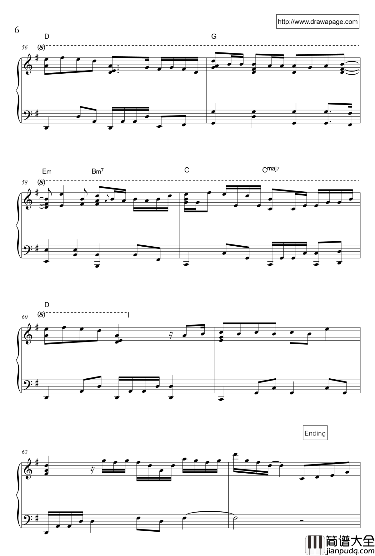 温柔钢琴谱_完全自由版_五月天