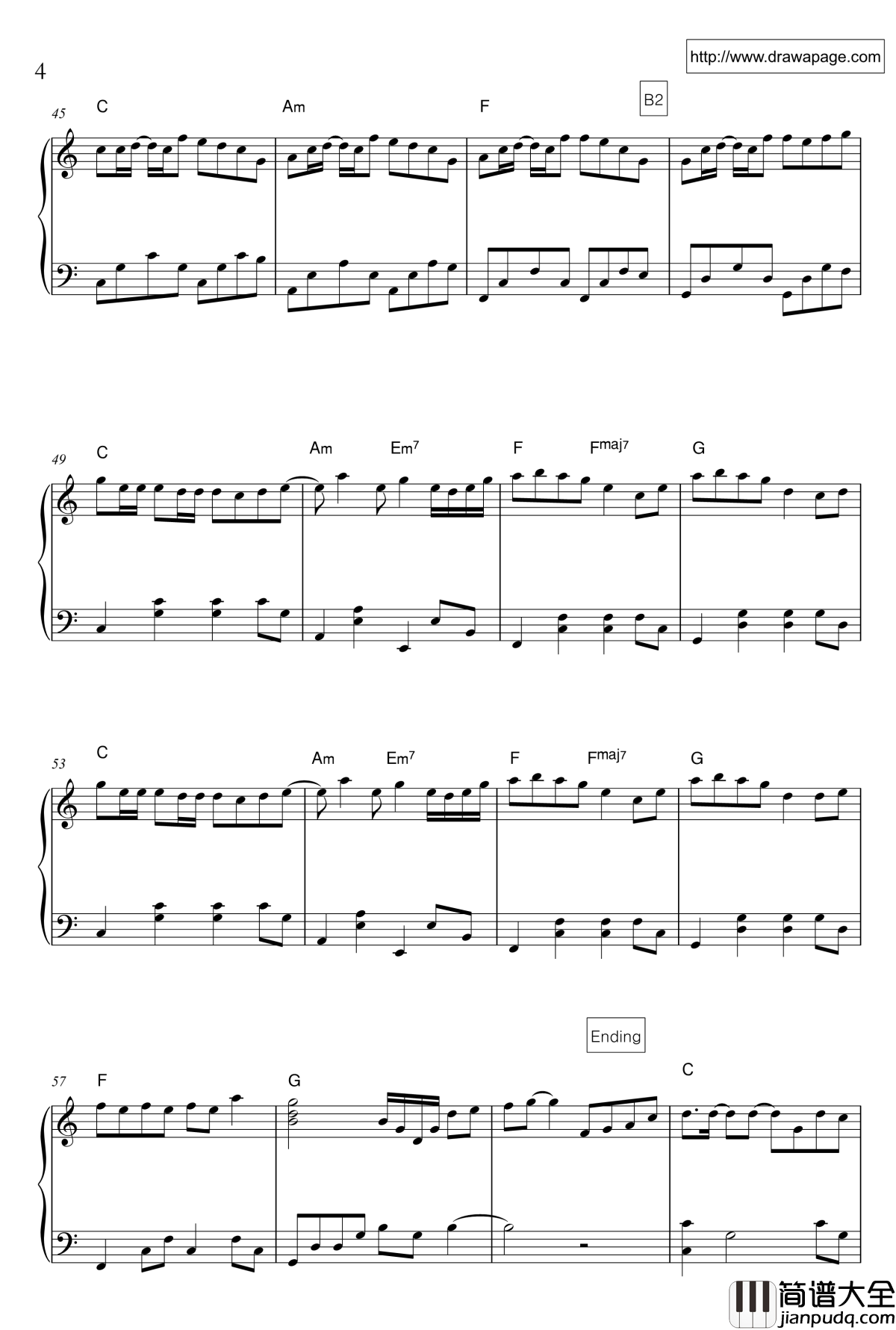 温柔钢琴谱_友善版_五月天