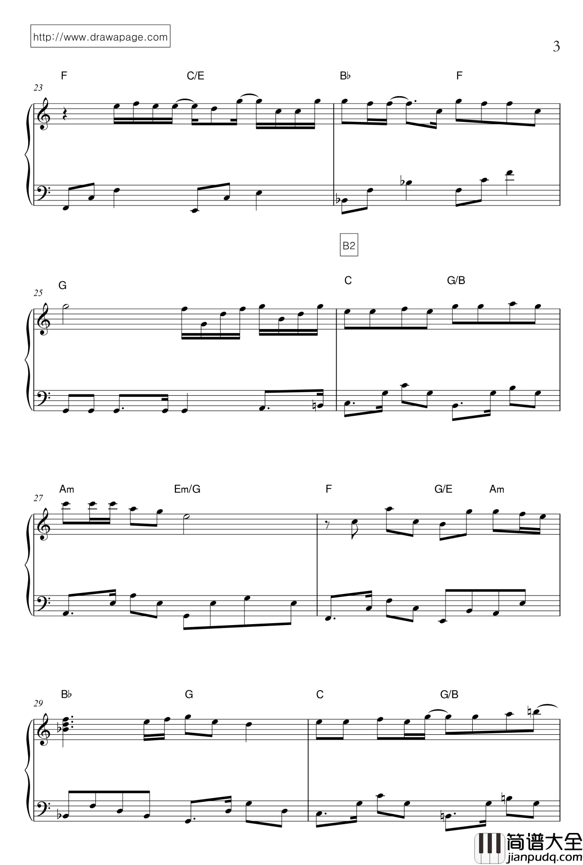 记得钢琴谱_简易版_林俊杰