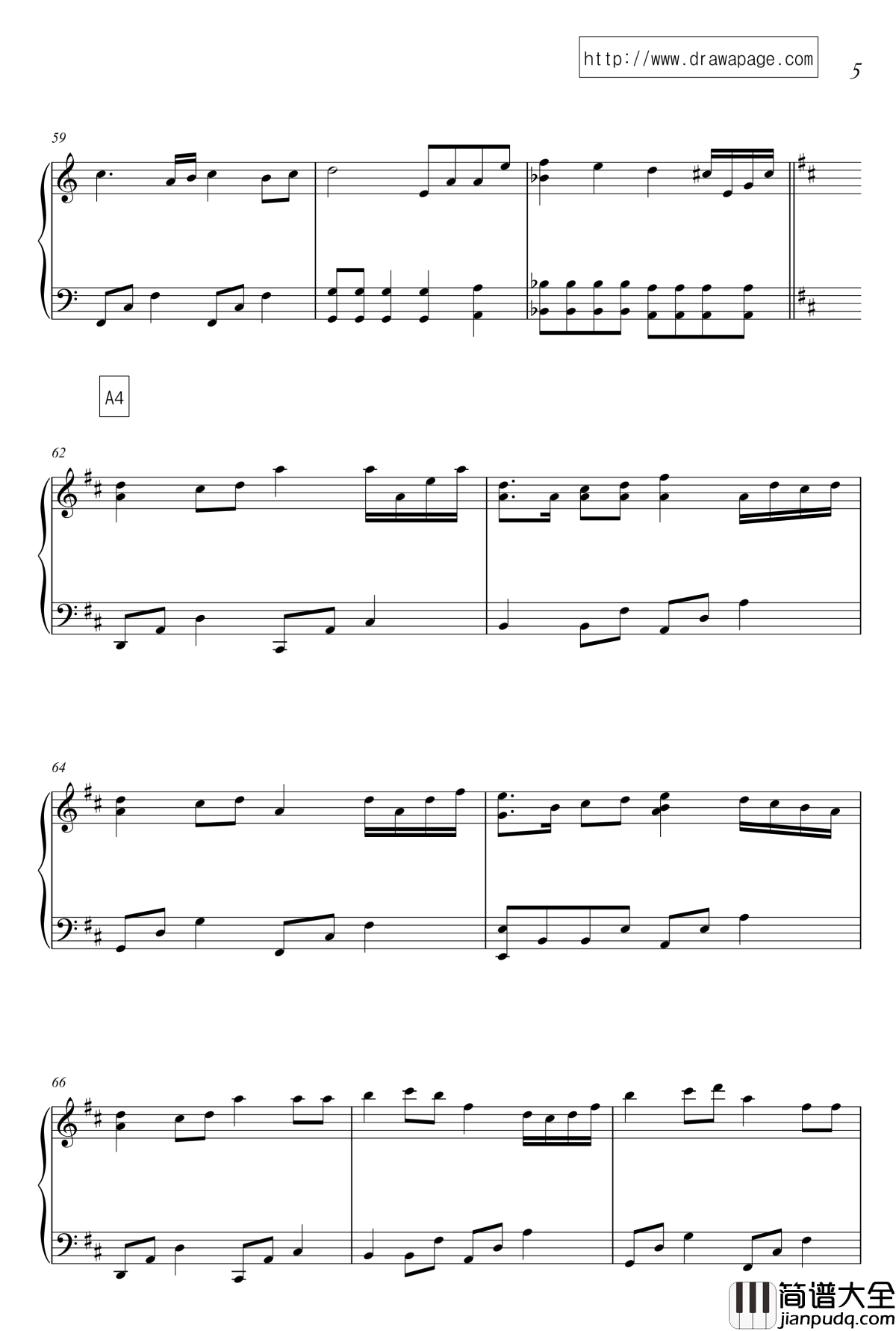 知足钢琴谱_友善版_五月天