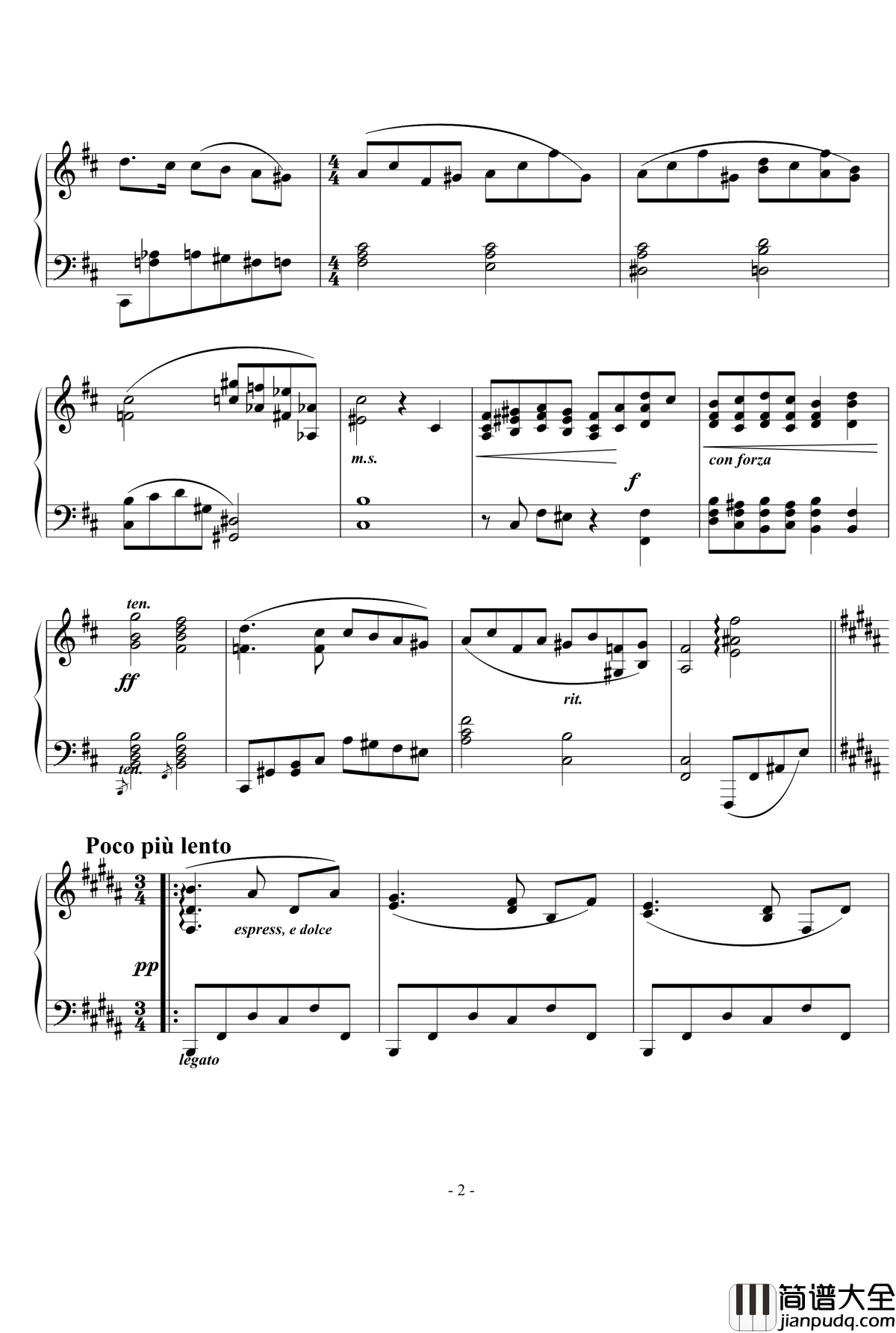 行板钢琴谱_抒情小品之一_nyride