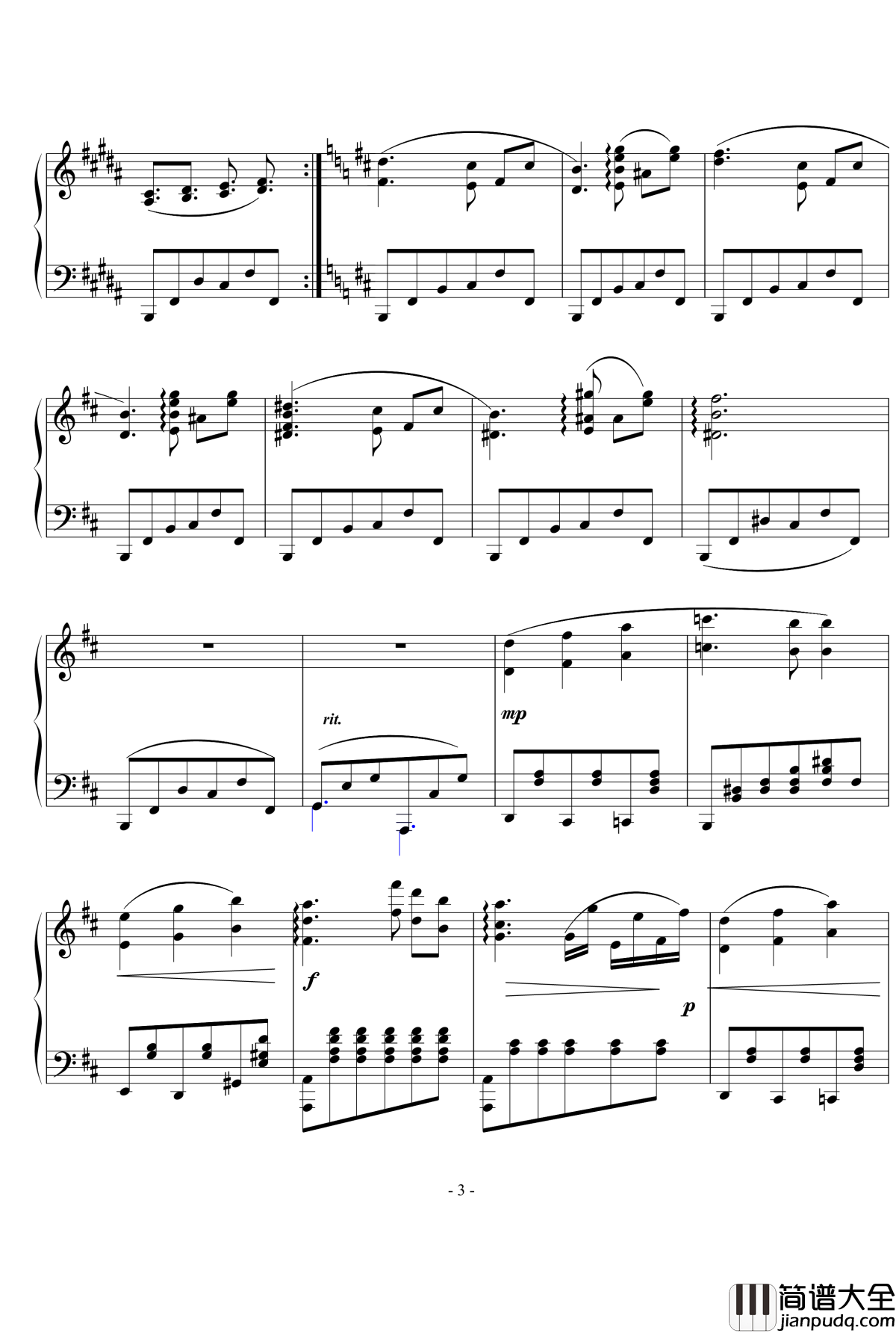 行板钢琴谱_抒情小品之一_nyride