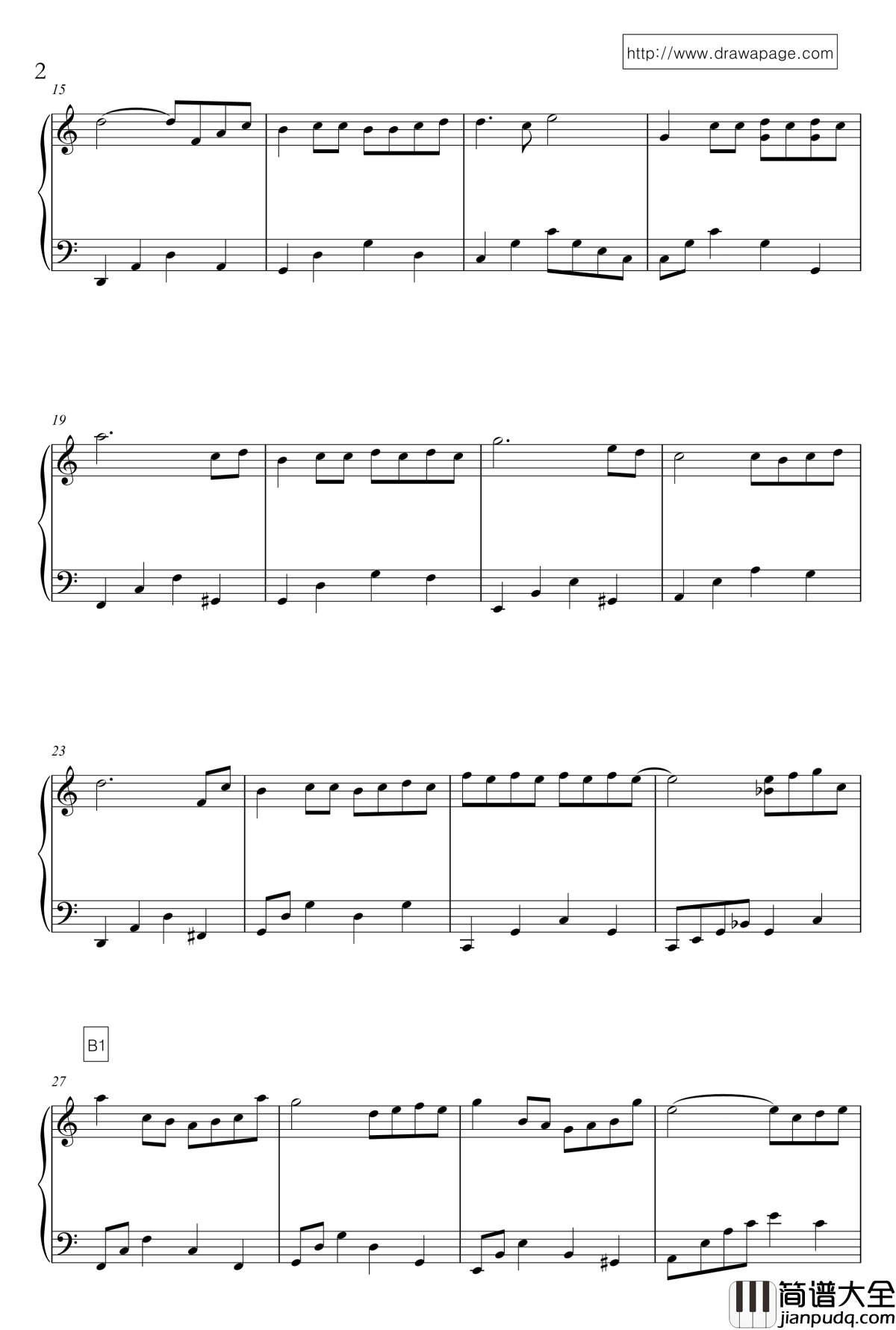 她说钢琴谱_簡易版_林俊杰