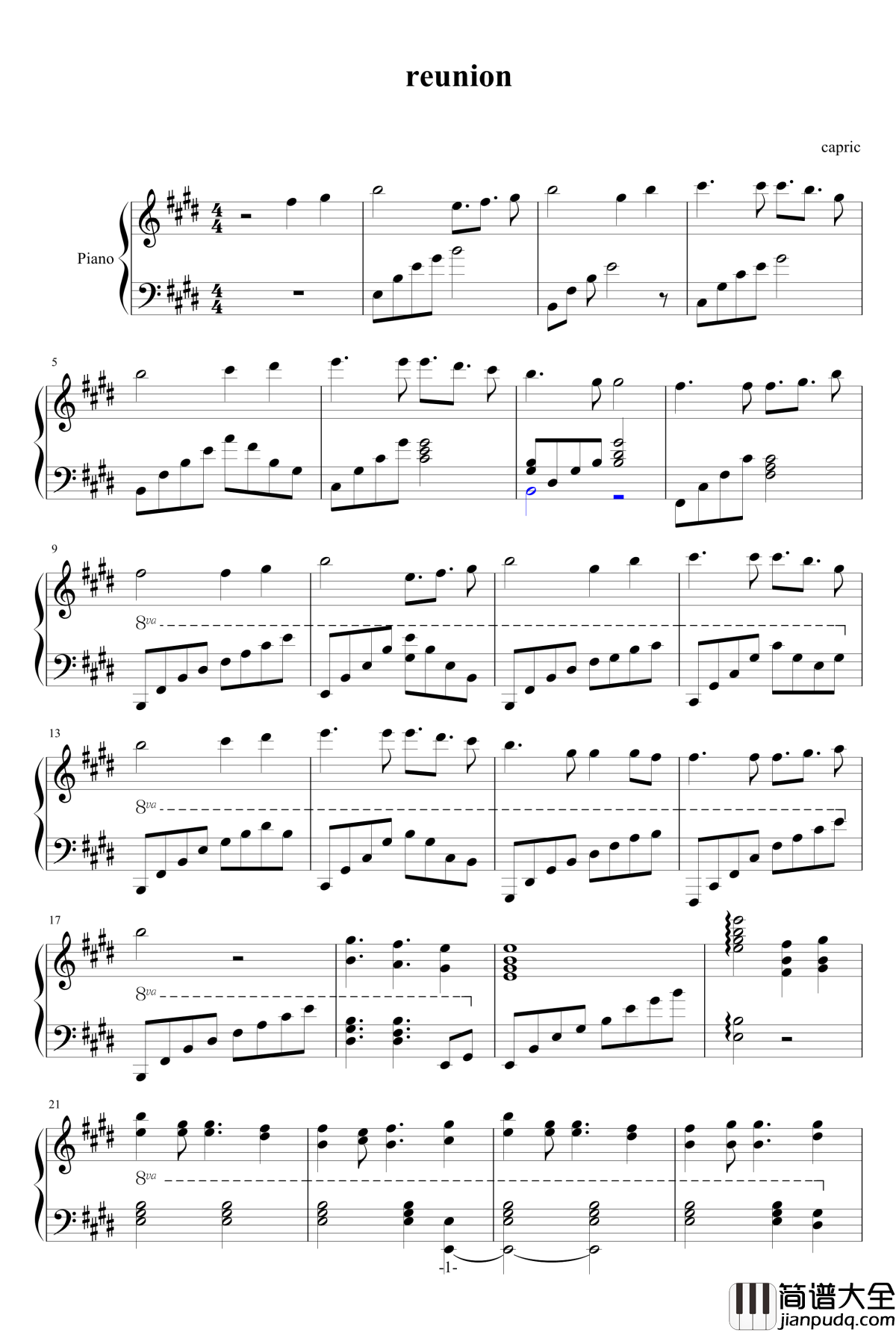 reunion钢琴谱_宫崎君猫