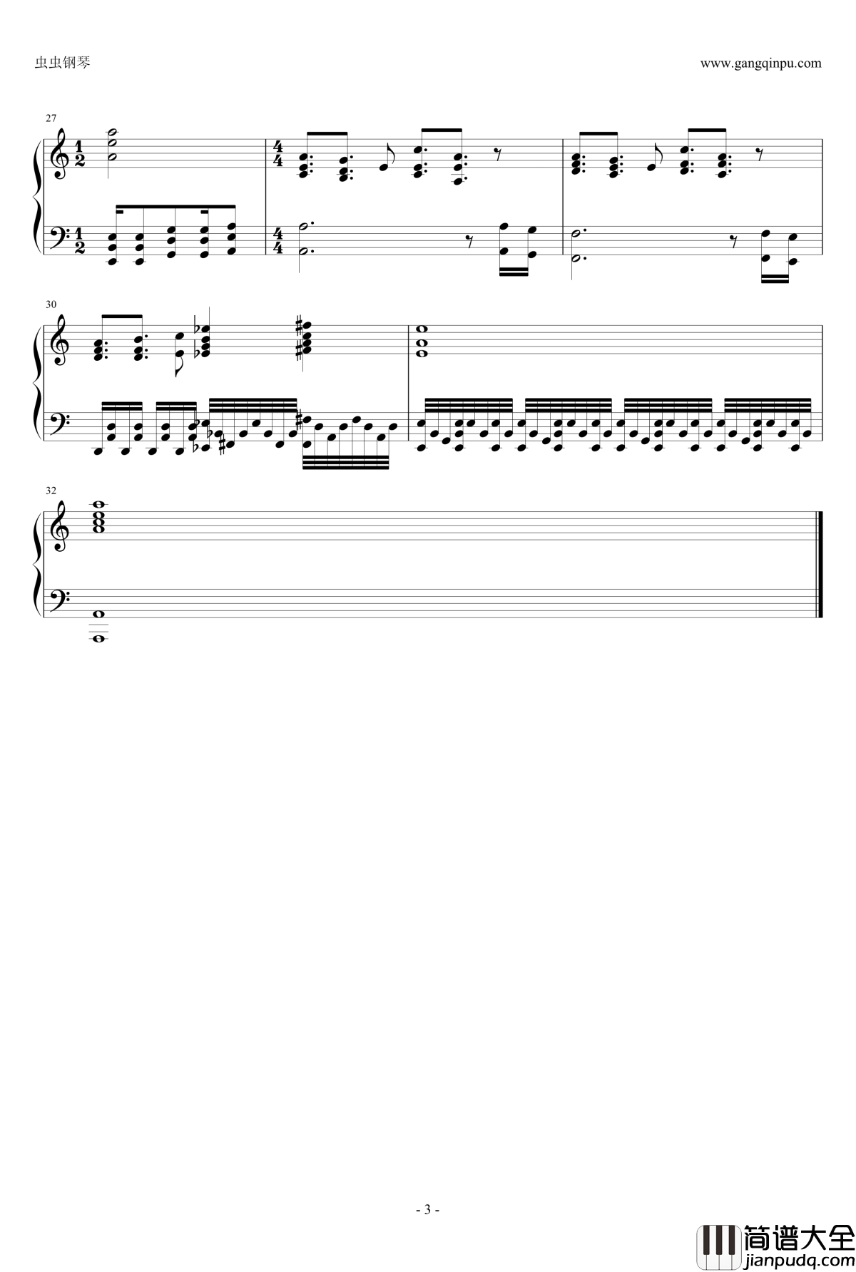 STAND_PROUD钢琴谱_JOJO的奇妙冒险