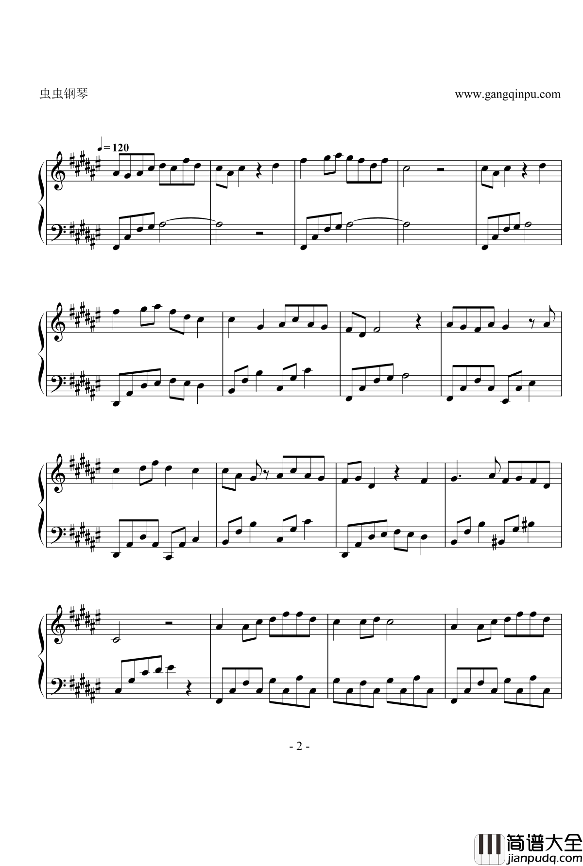 茉莉花钢琴谱_The_Rosemary_F钢琴独奏_中国名曲