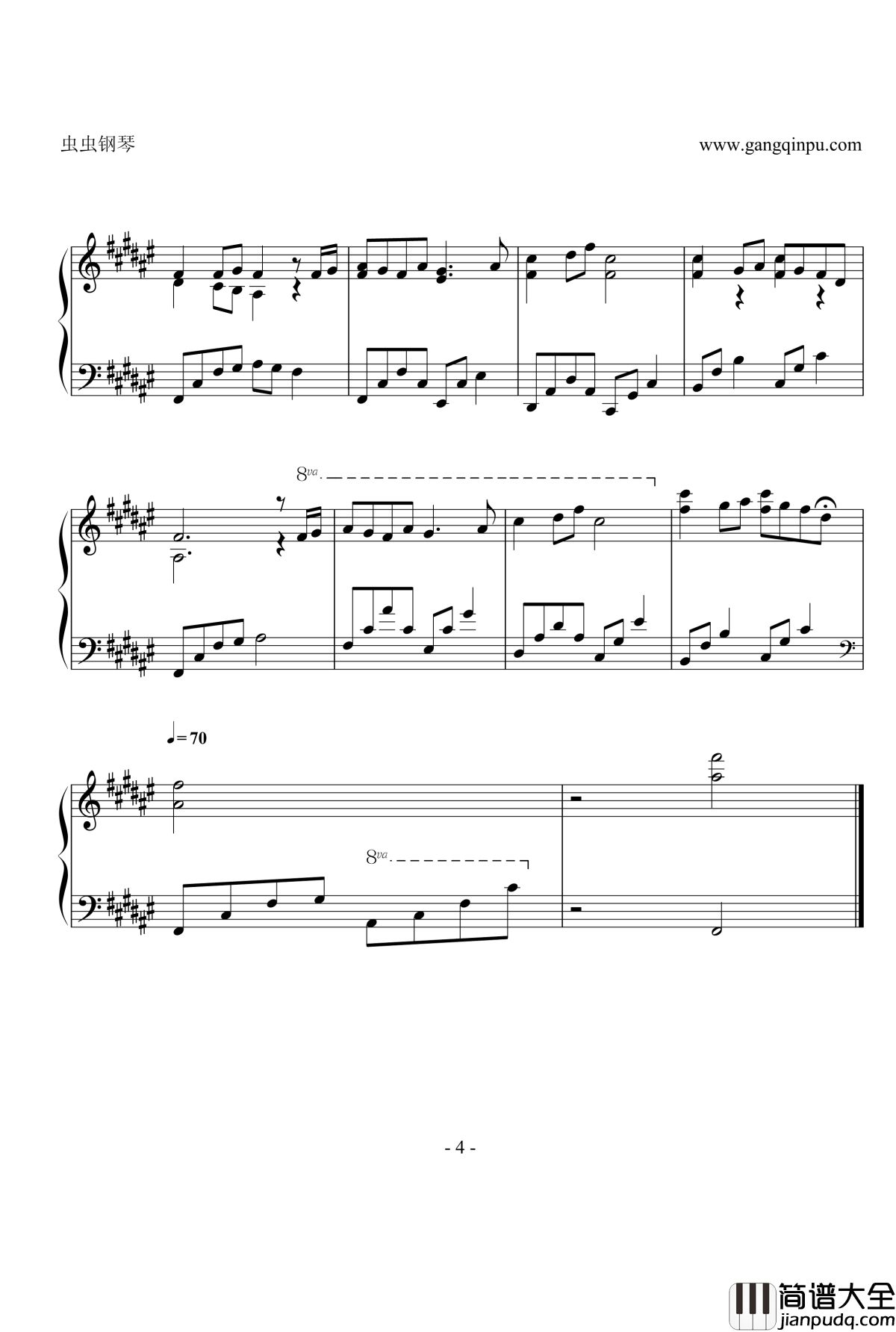 茉莉花钢琴谱_The_Rosemary_F钢琴独奏_中国名曲