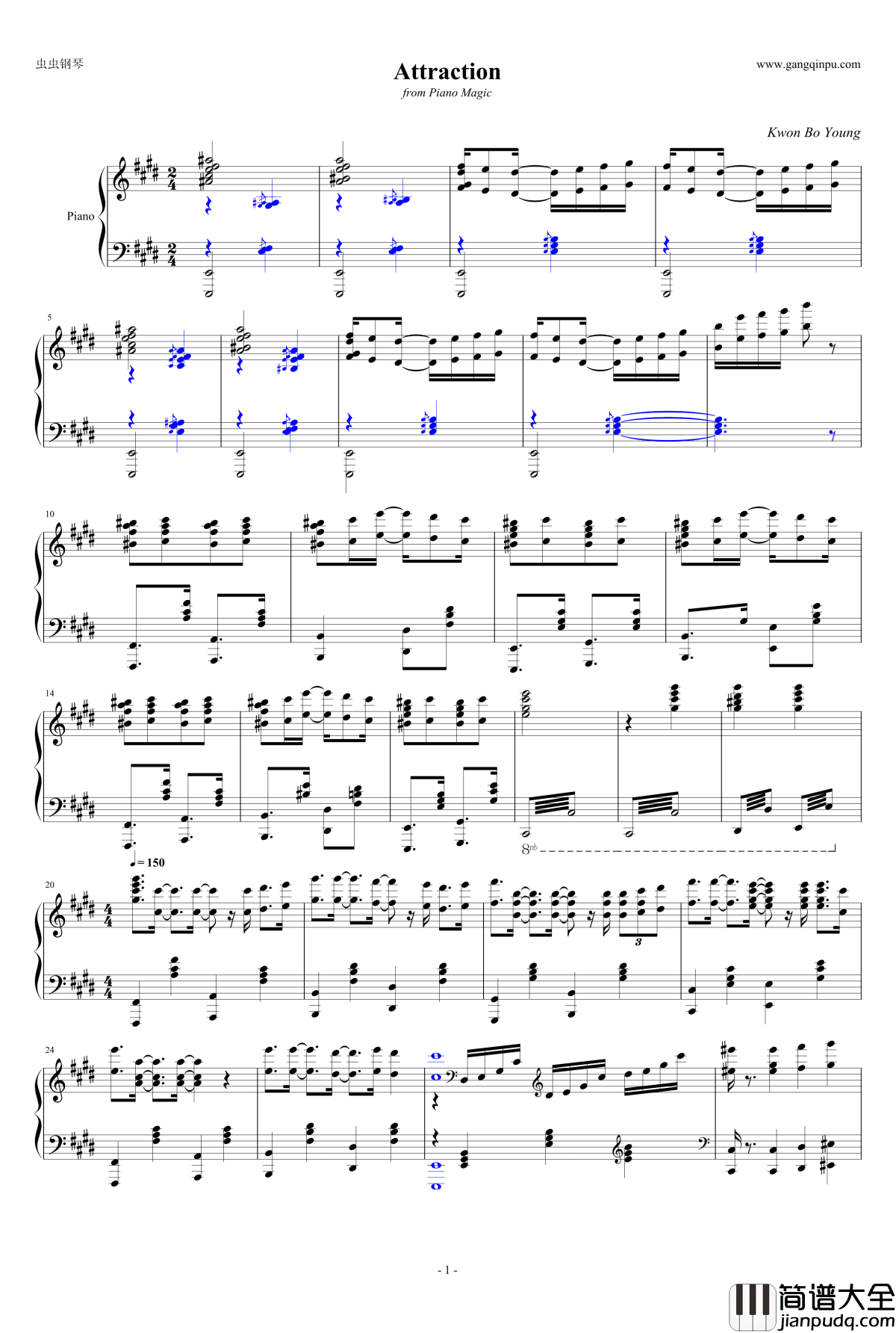 Attraction钢琴谱_独奏_Kwon_Bo_Young