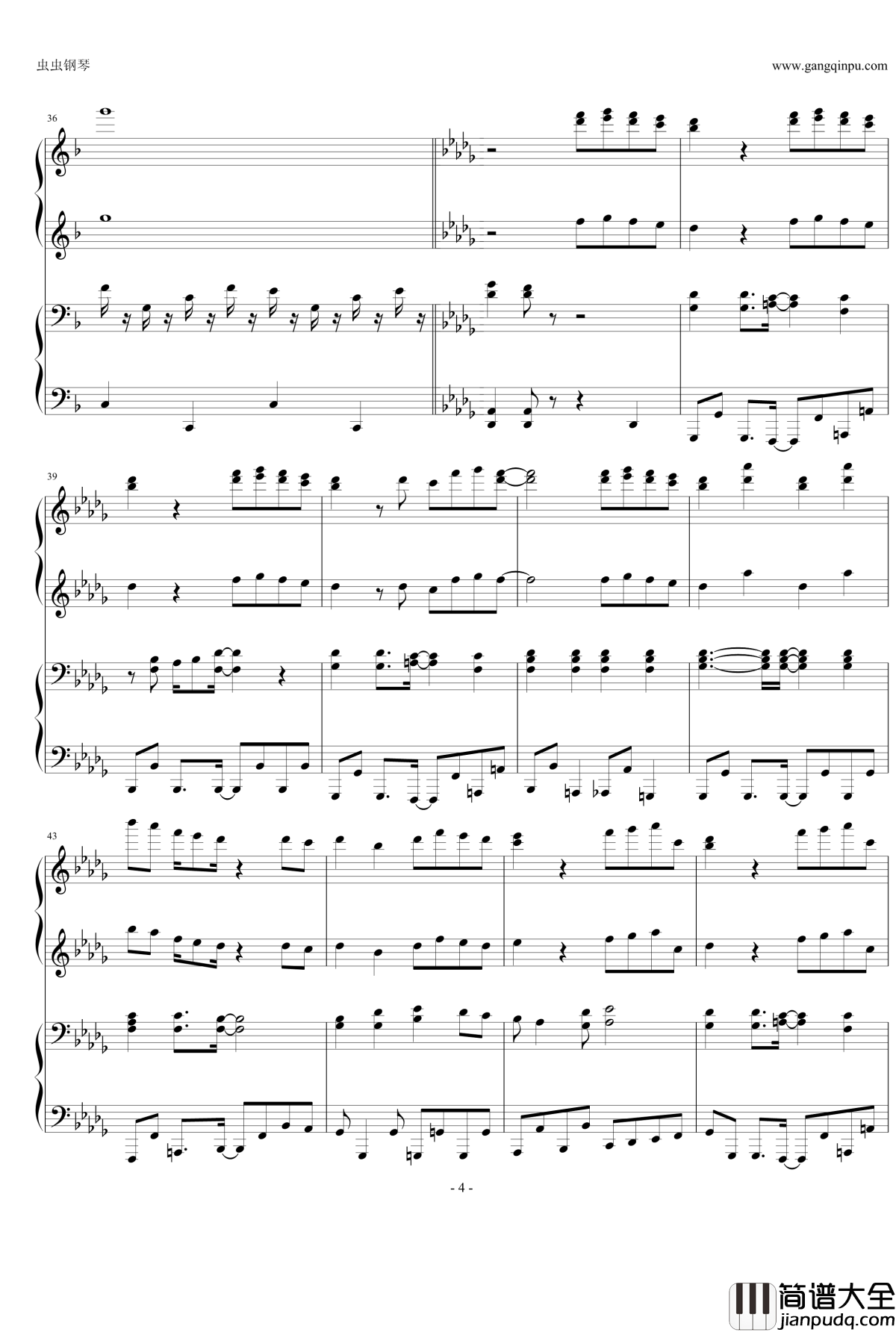 Happiness钢琴谱_嵐_四手联弹_Arashi