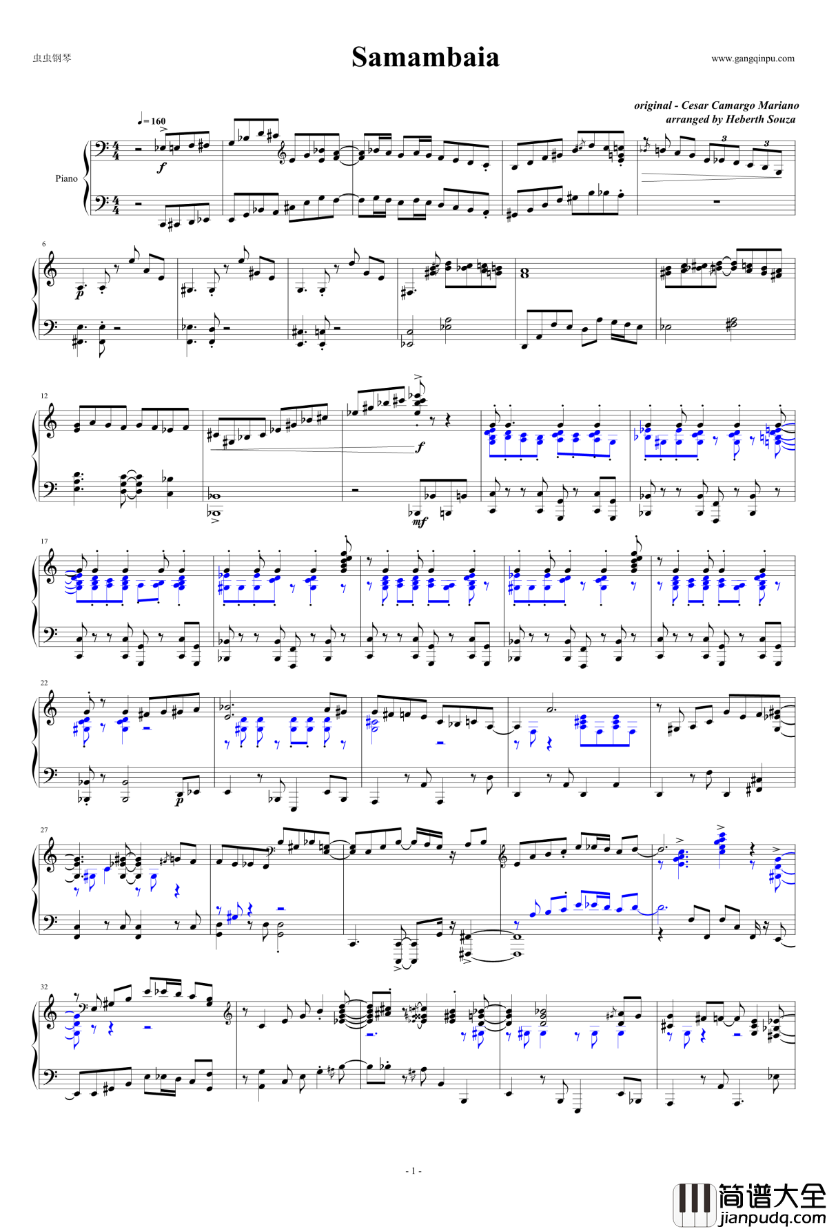Samambaia钢琴谱_独奏_Cesar_Camargo_Mariano