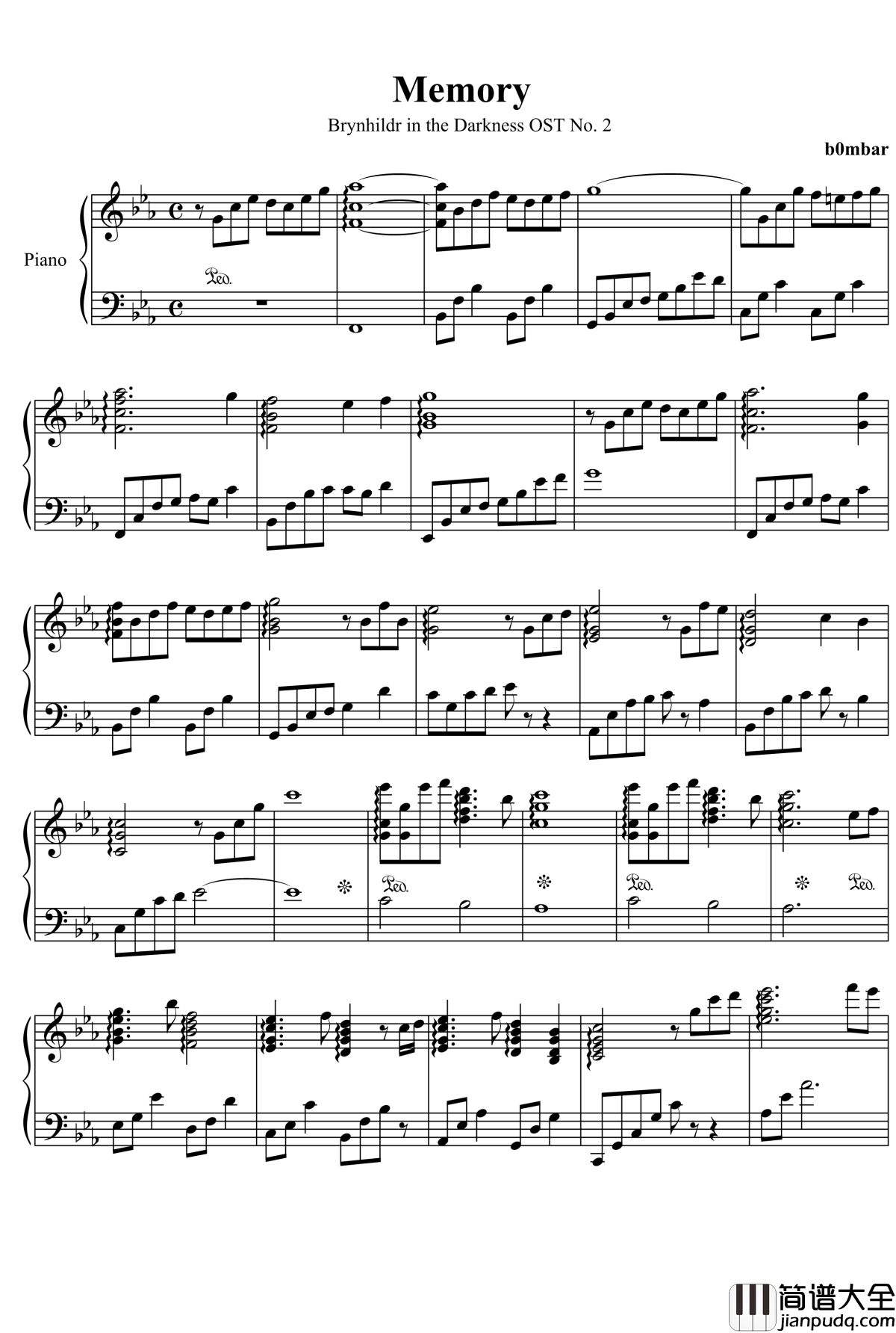 Memories钢琴谱_极黑的布伦希尔特