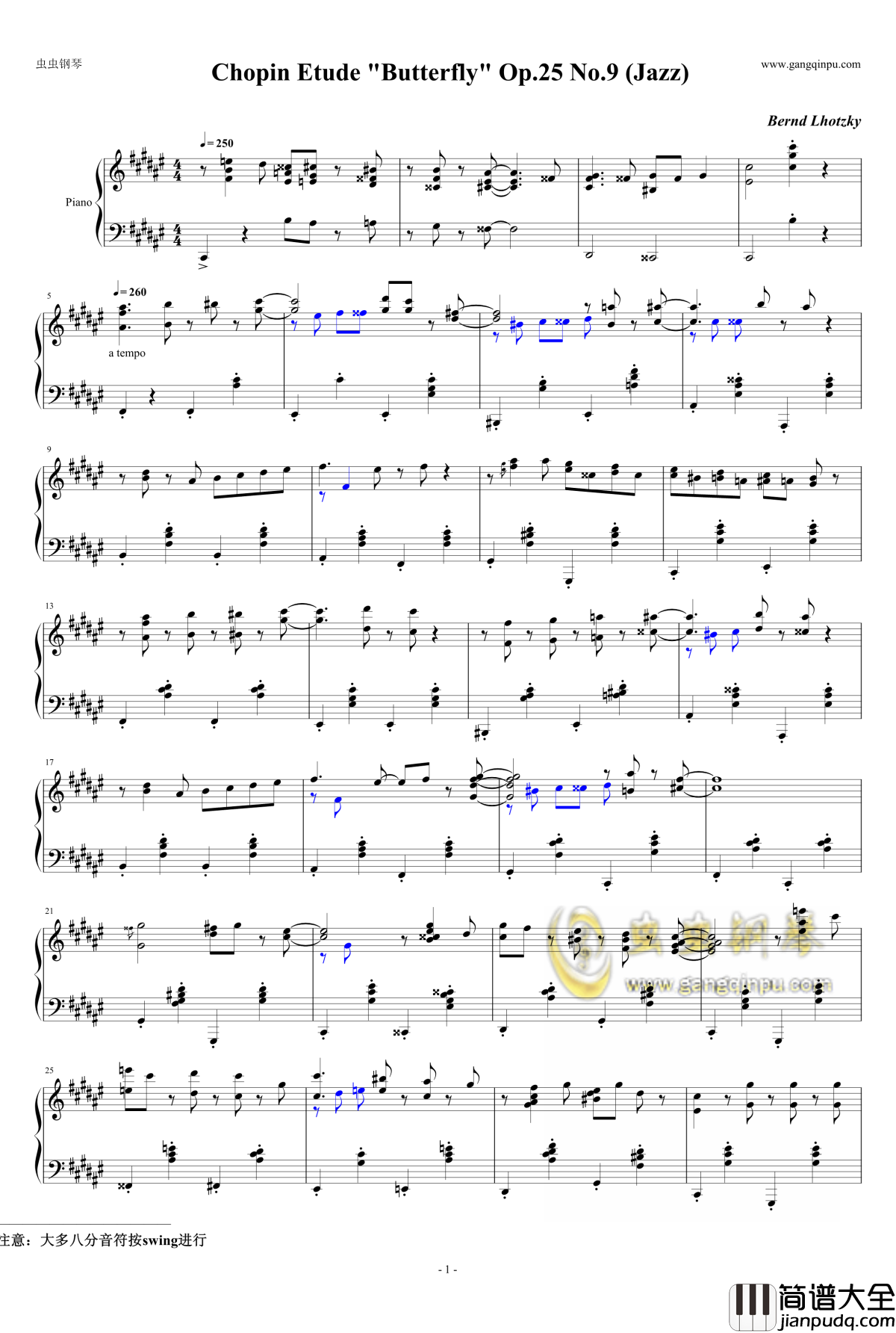 Jazz_Chopin_Etude_Op.25_No.9钢琴谱_独奏_Bernd_Lhotzky