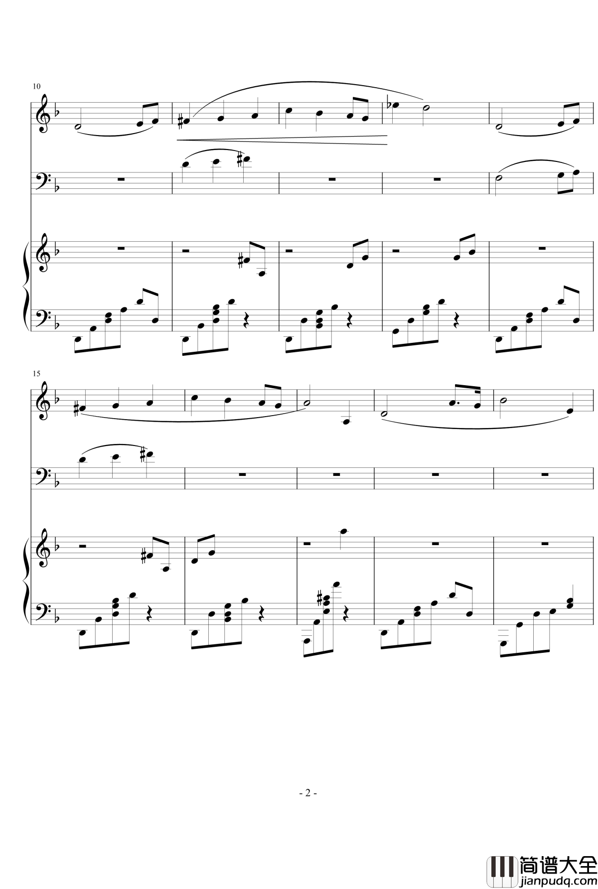 D大调钢琴三重奏第2乐章钢琴谱_原创_nyride