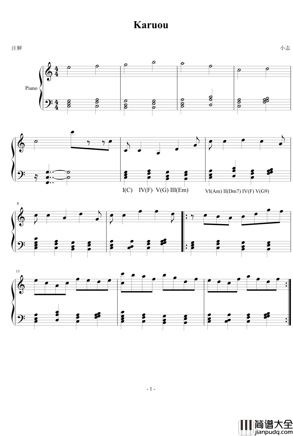 Kauou钢琴谱_88371447
