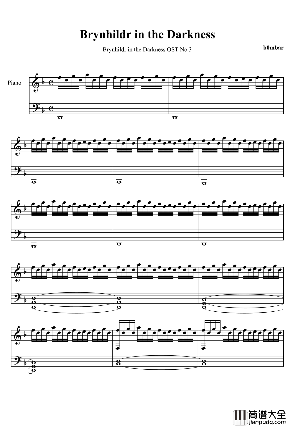 BRYNHILDR_IN_THE_DARKNESS钢琴谱__极黑的布伦希尔特