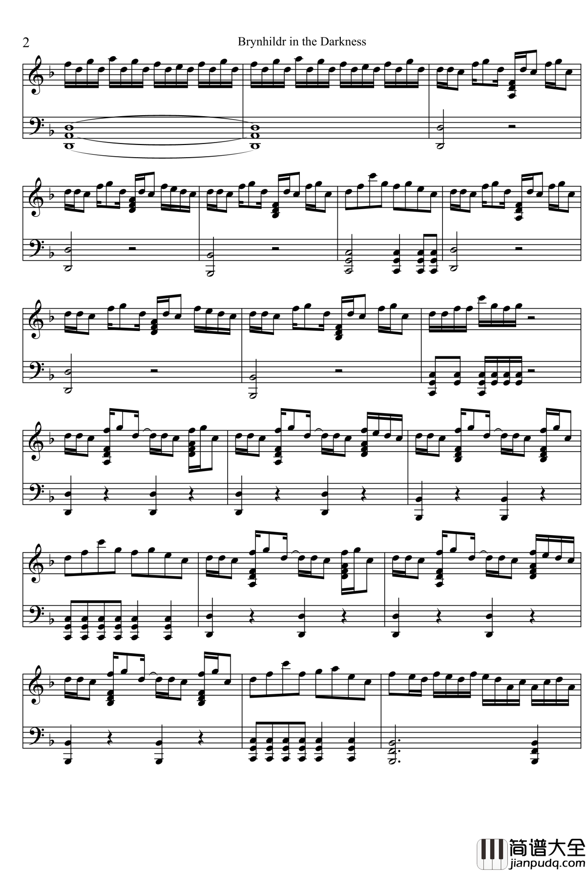 BRYNHILDR_IN_THE_DARKNESS钢琴谱__极黑的布伦希尔特