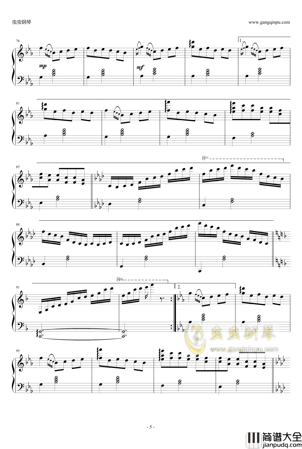 说话的鱼钢琴谱_接近原版_山居岁月