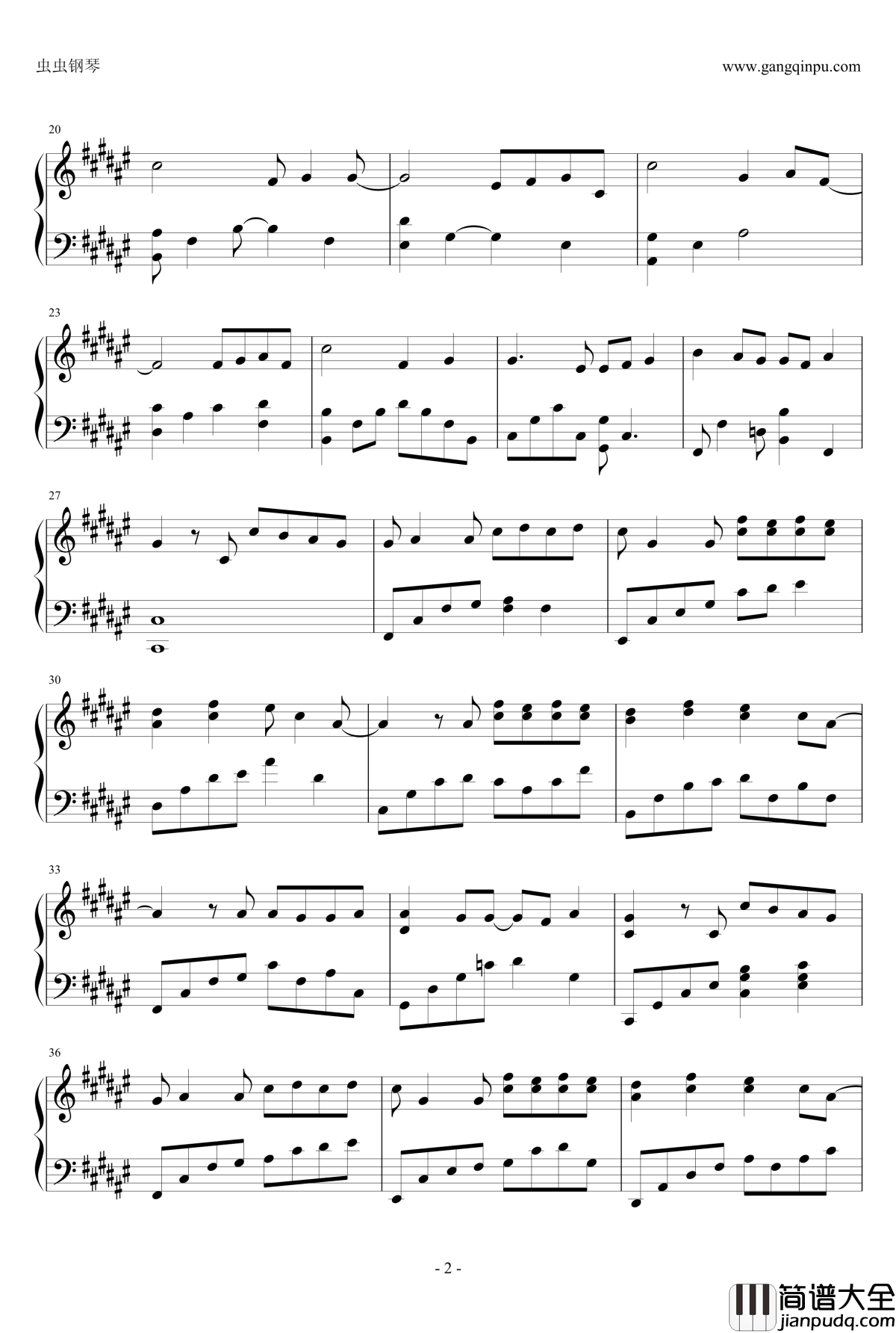 不再联系钢琴谱_崔子格_夏天Alex