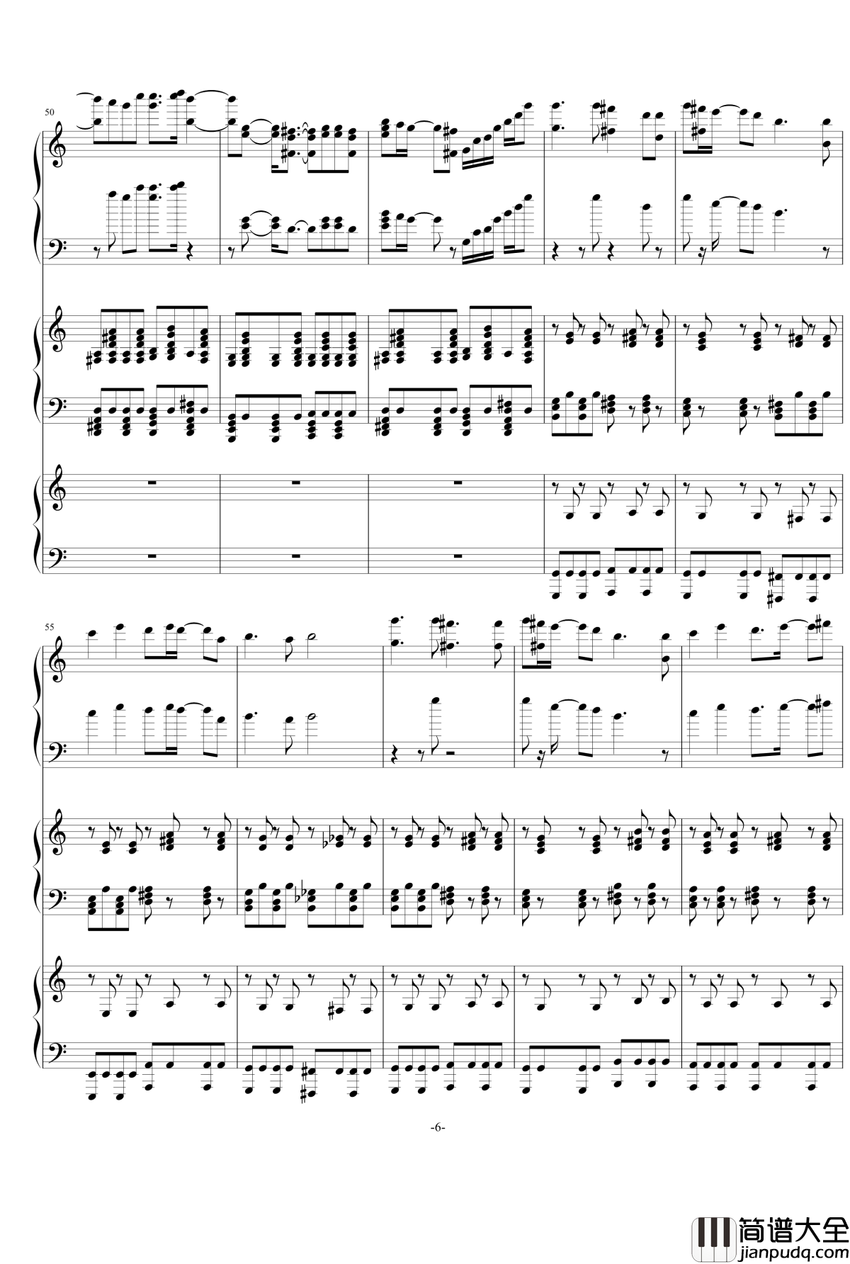 锁の少女钢琴谱_黑_初音未来