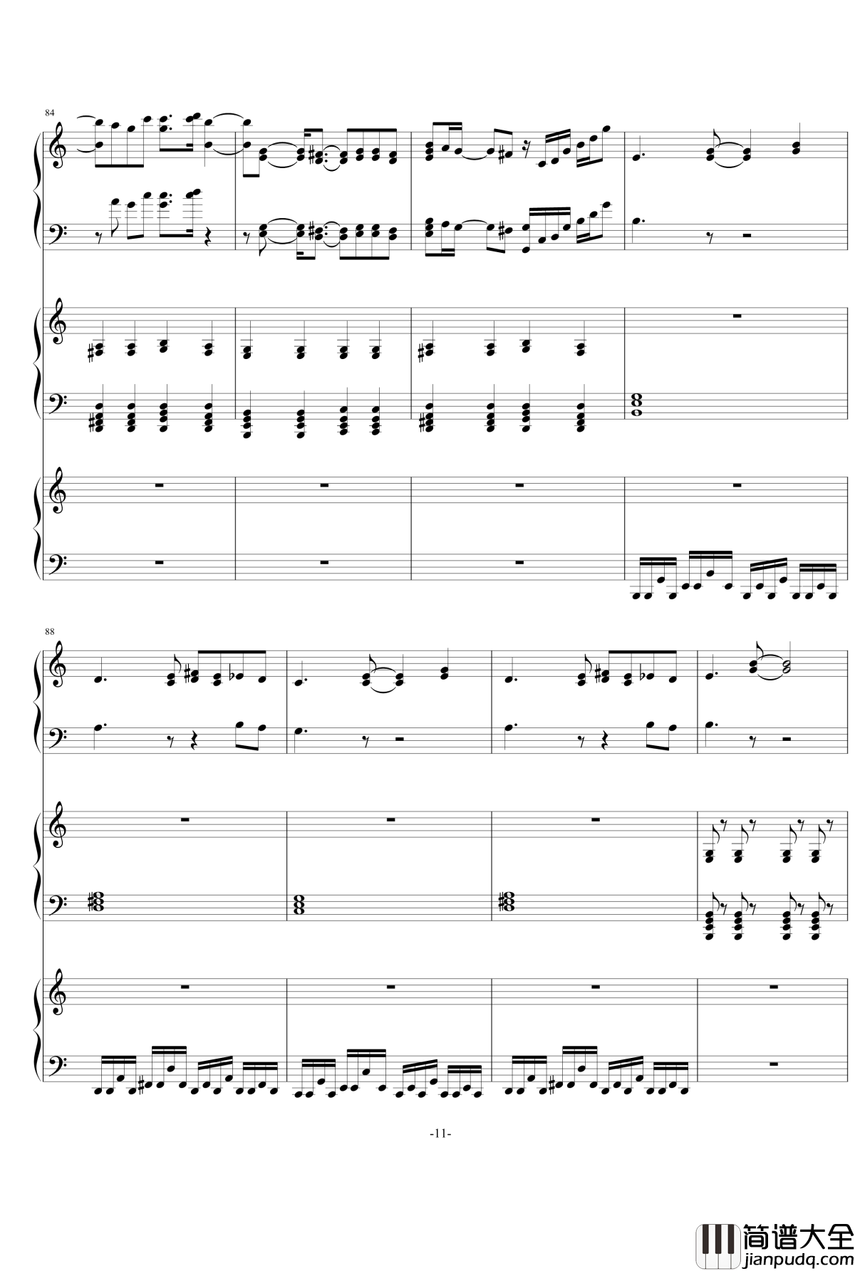 锁の少女钢琴谱_黑_初音未来