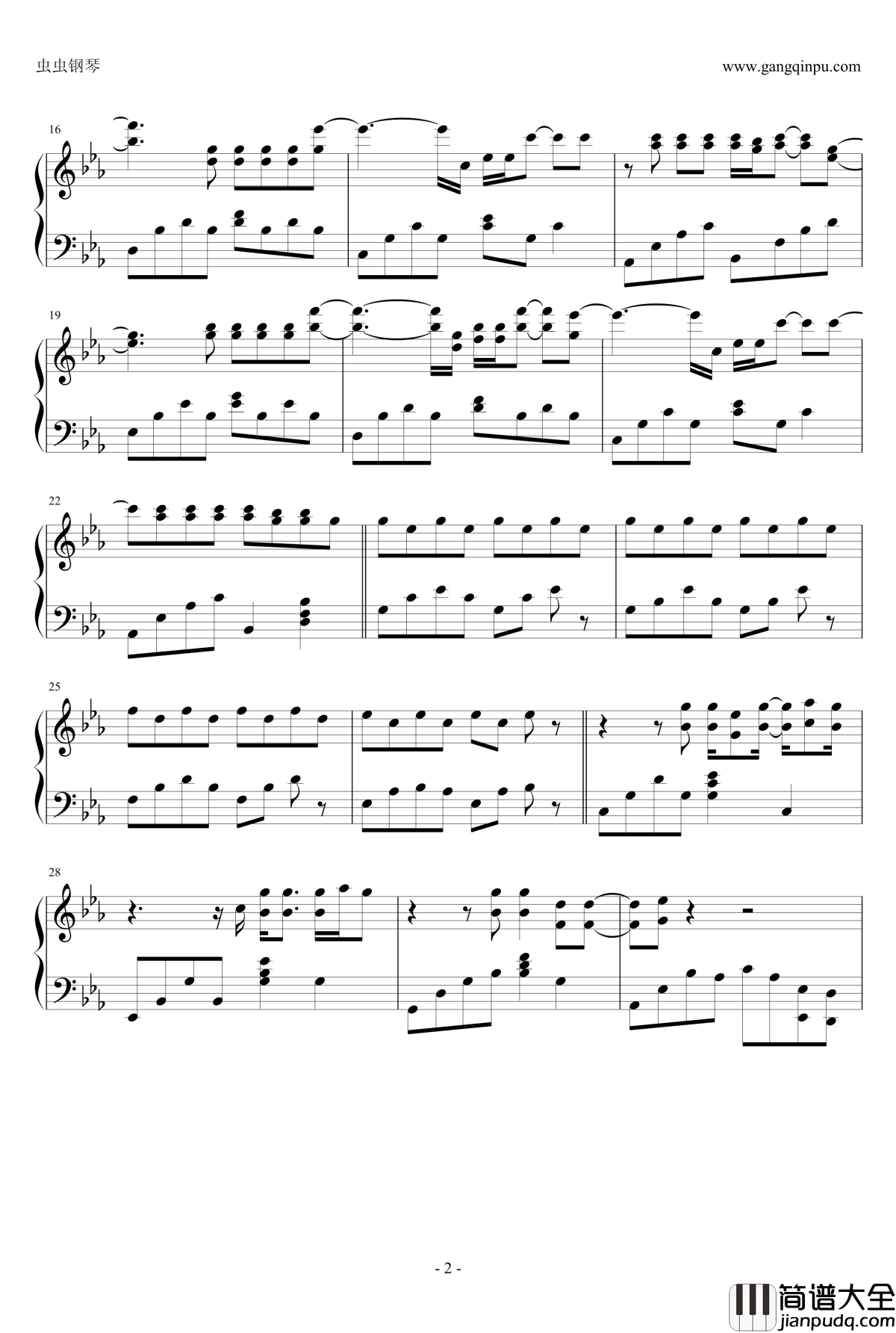 吸血鬼日记片尾曲之down钢琴谱_吸血鬼主日记