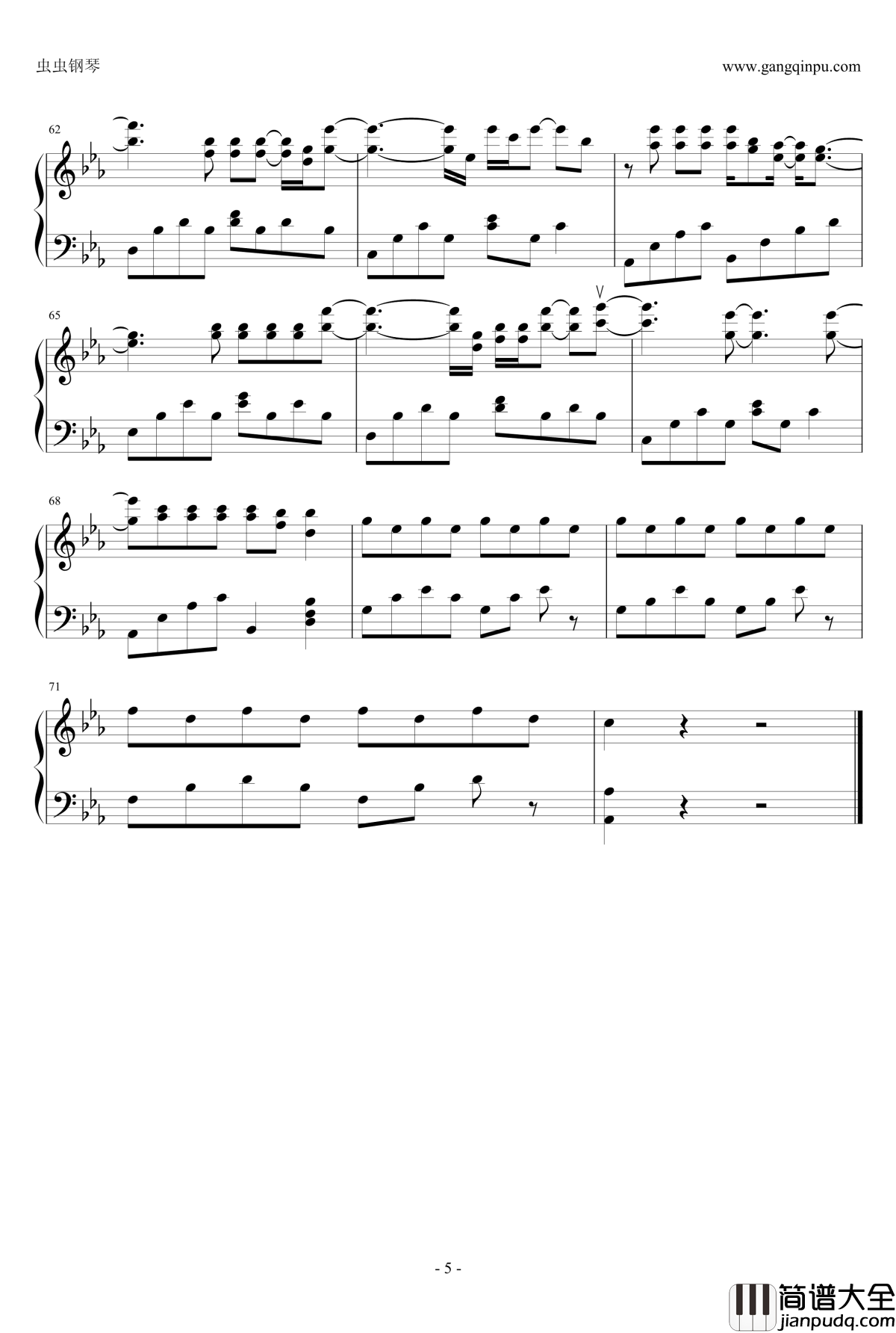 吸血鬼日记片尾曲之down钢琴谱_吸血鬼主日记