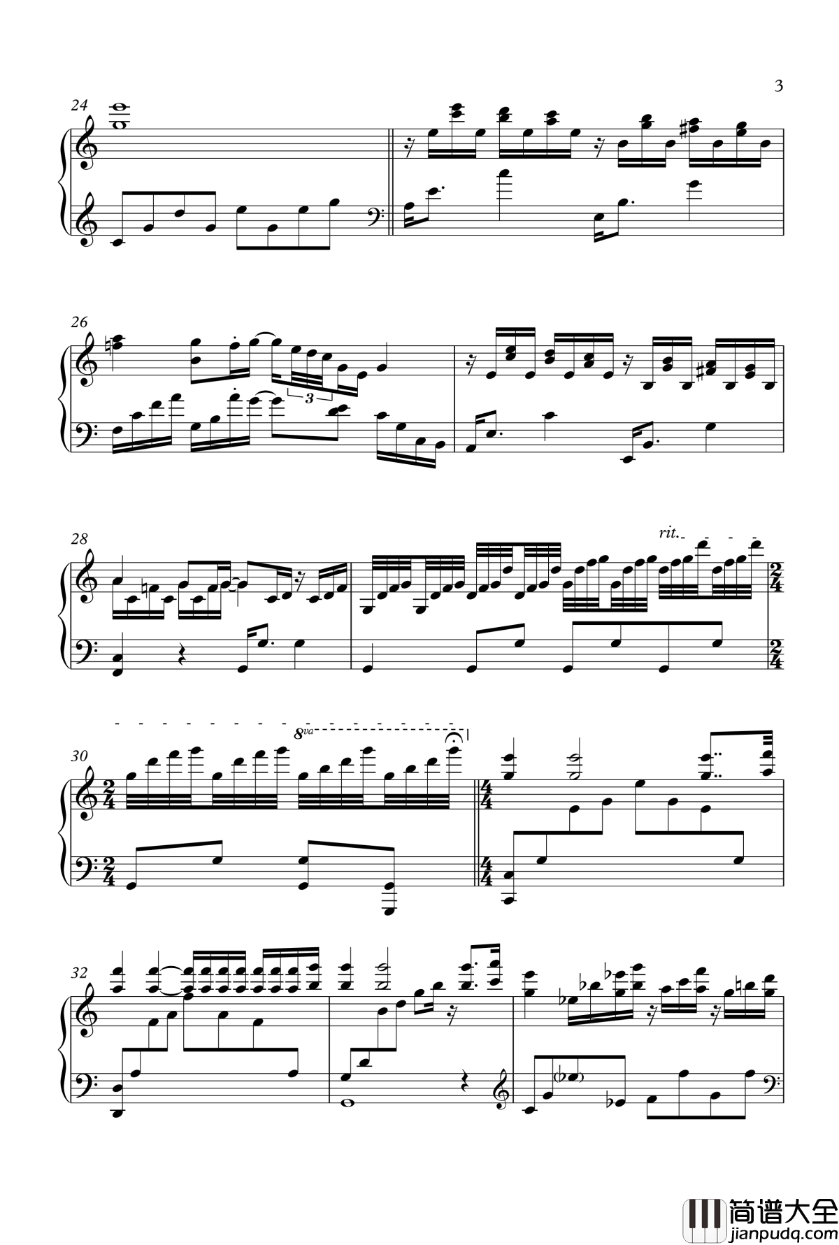 水边的阿狄丽娜钢琴谱_录音室版_克莱德曼