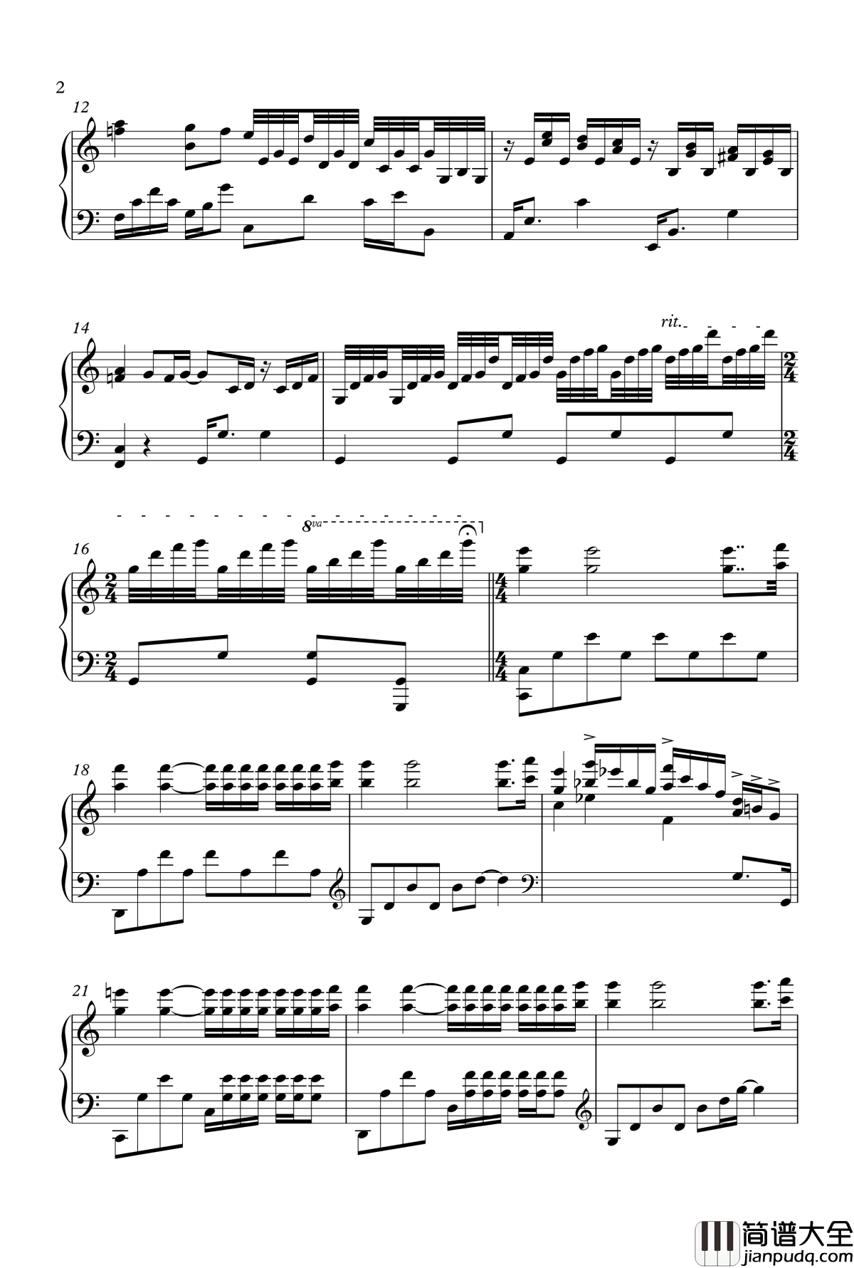 水边的阿狄丽娜钢琴谱_录音室版_克莱德曼