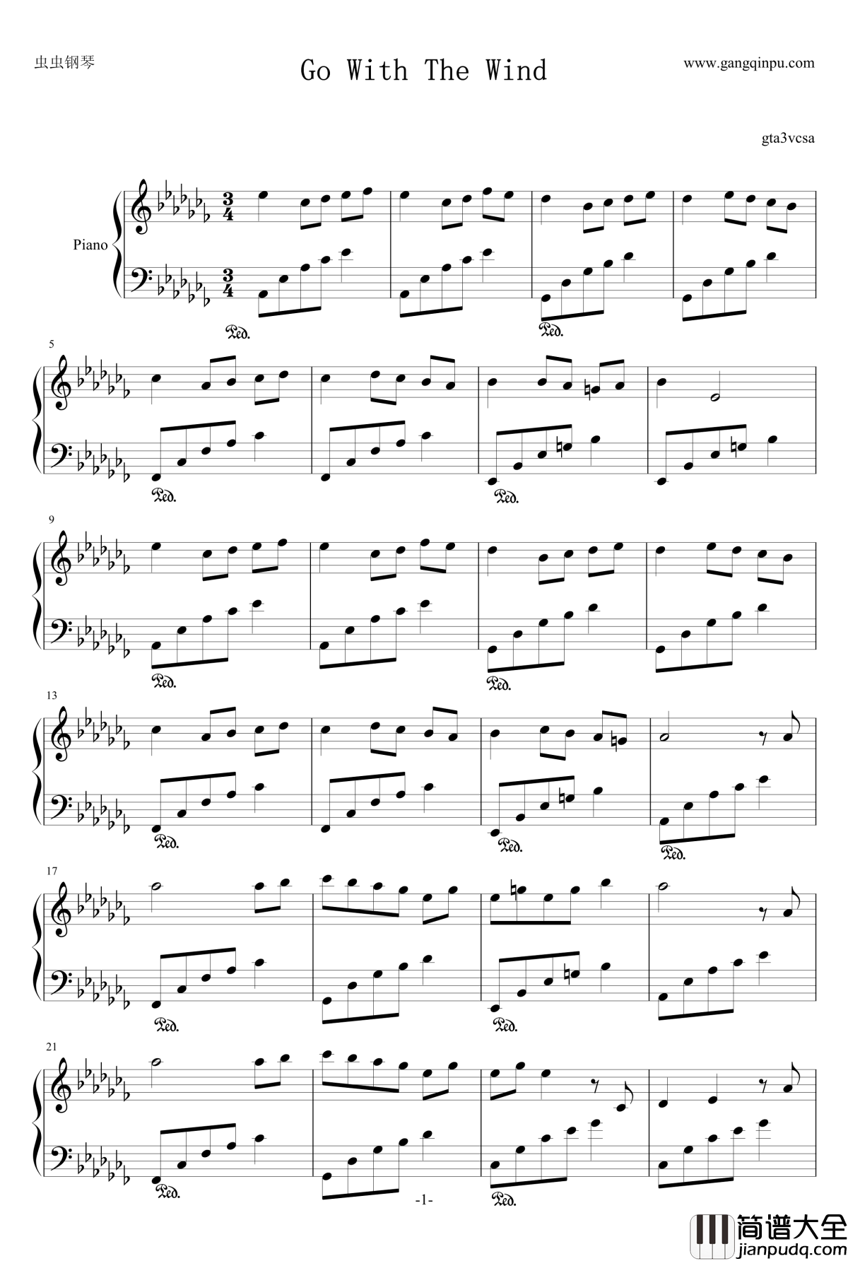 Go_With_The_Wind钢琴谱_gta3vcsa