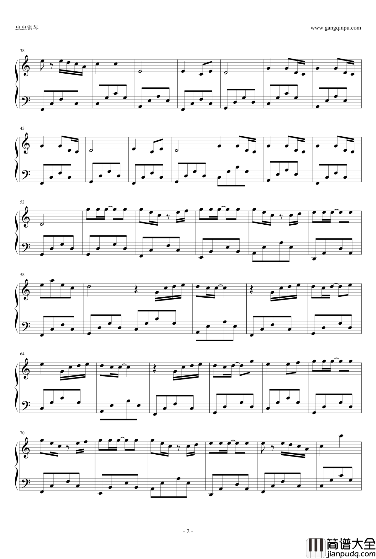 菊次郎的夏天钢琴谱_C调简易版_久石让