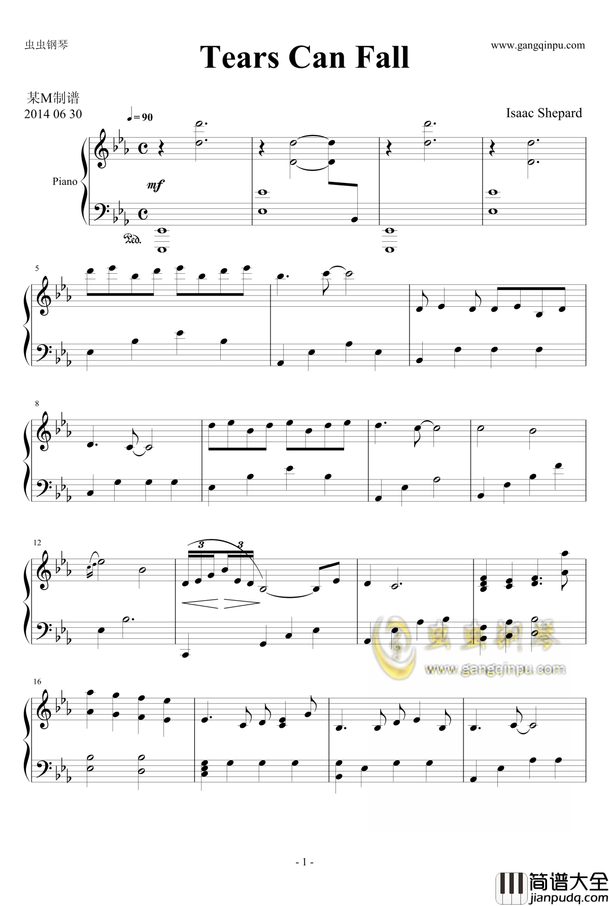 Tears_Can_Fall钢琴谱_Isaac_Shepard