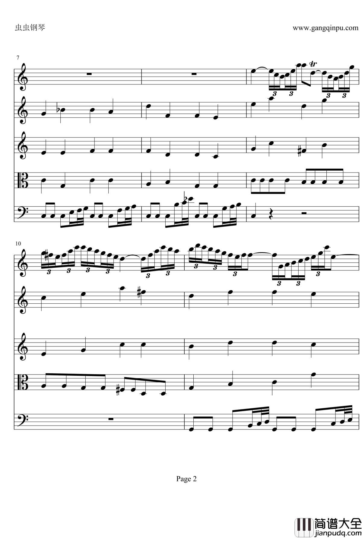 a小调小提琴协奏曲第二乐章钢琴谱_巴赫_P.E.Bach