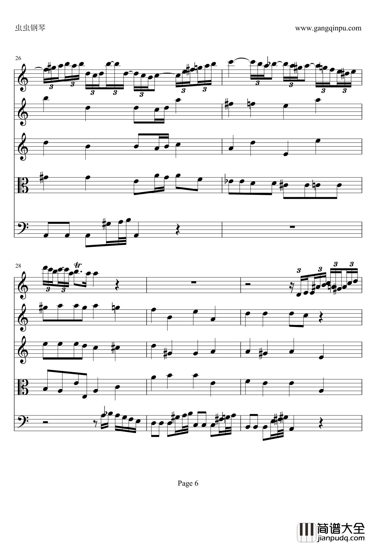 a小调小提琴协奏曲第二乐章钢琴谱_巴赫_P.E.Bach