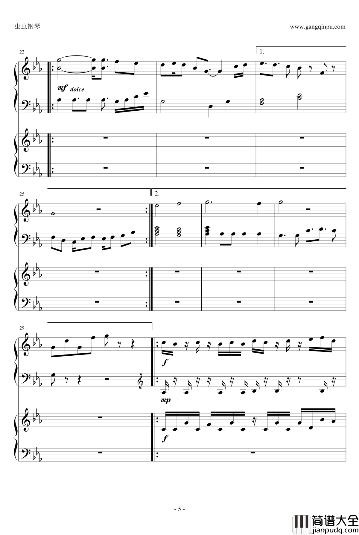 植物大战僵尸僵尸博士钢琴谱_双钢琴版_植物大战僵尸