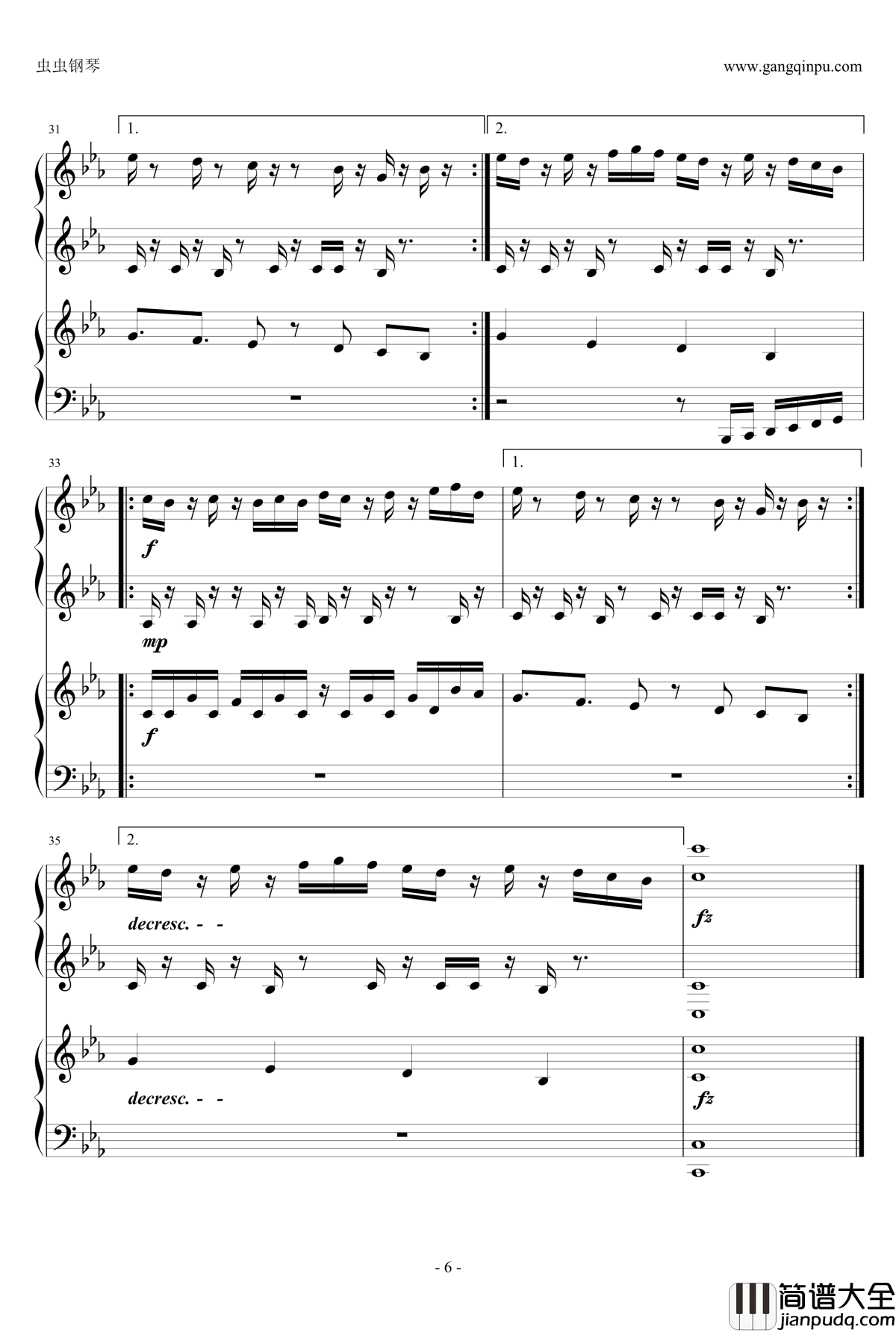 植物大战僵尸僵尸博士钢琴谱_双钢琴版_植物大战僵尸