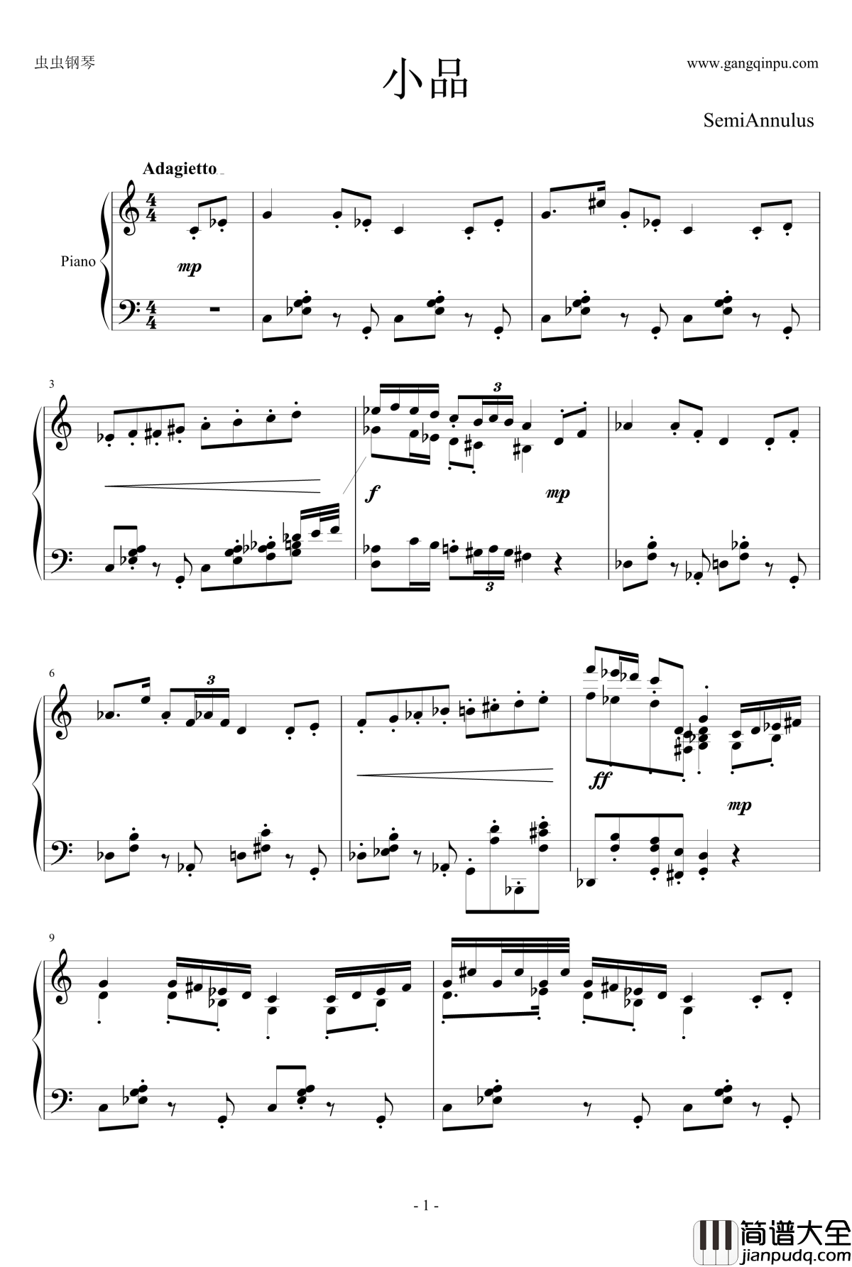 小品钢琴谱_半璧