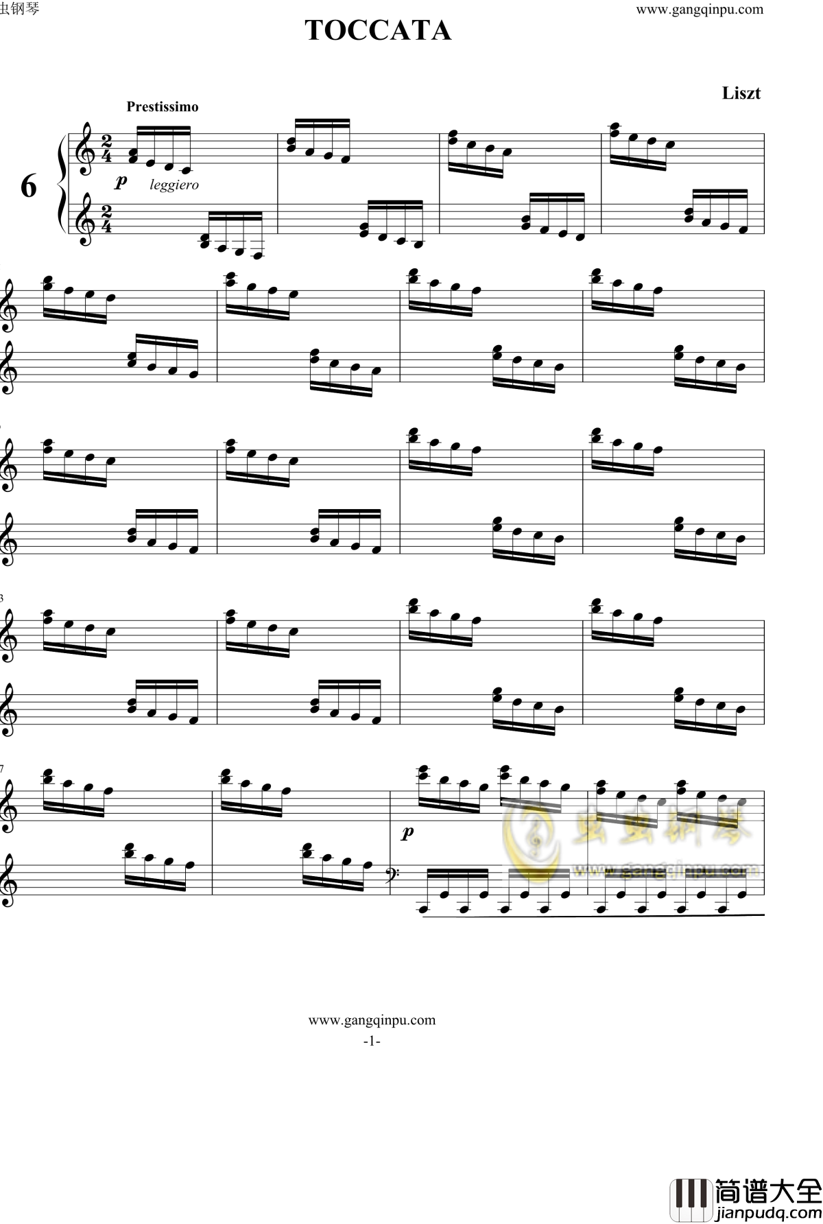 托卡塔钢琴谱_李斯特