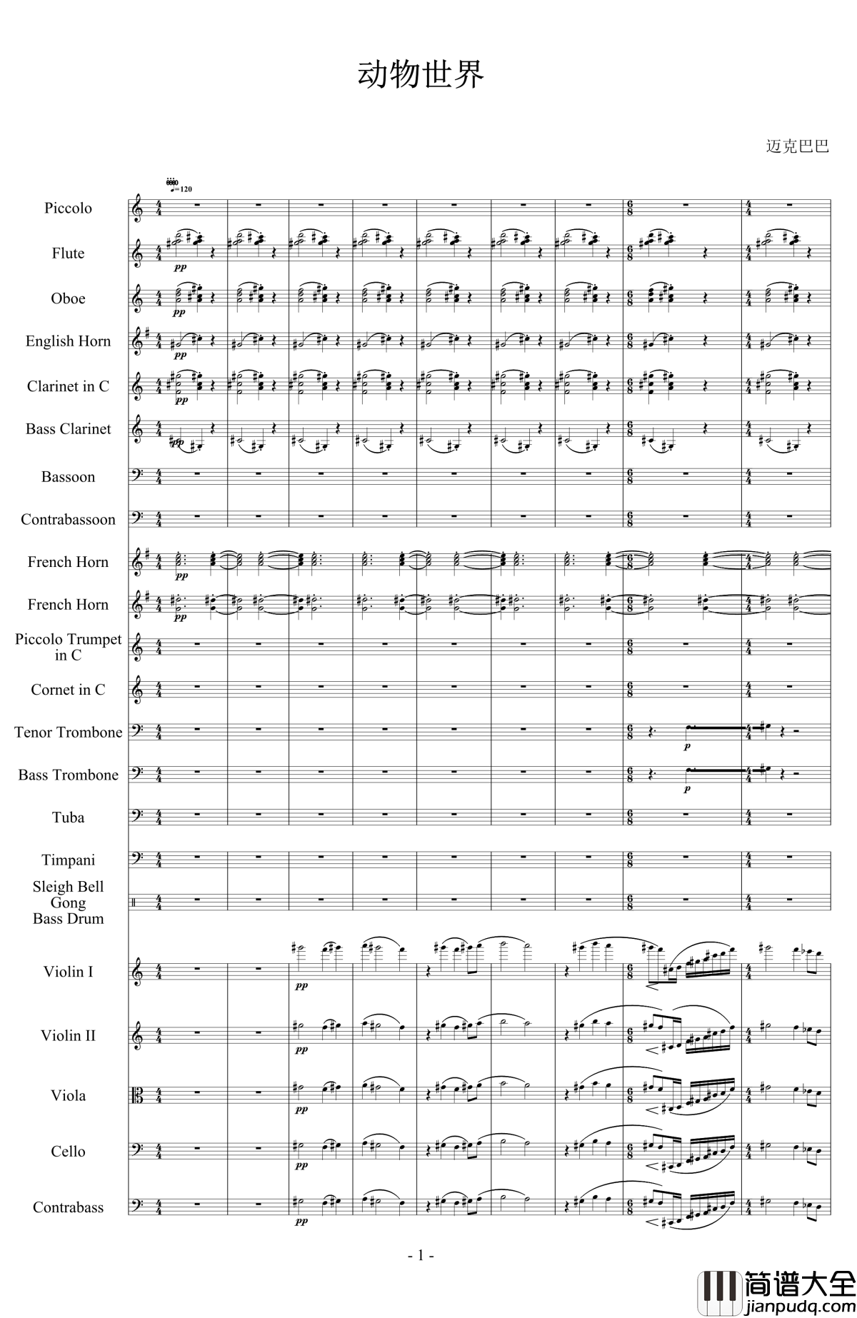 动物世界钢琴谱_10572578