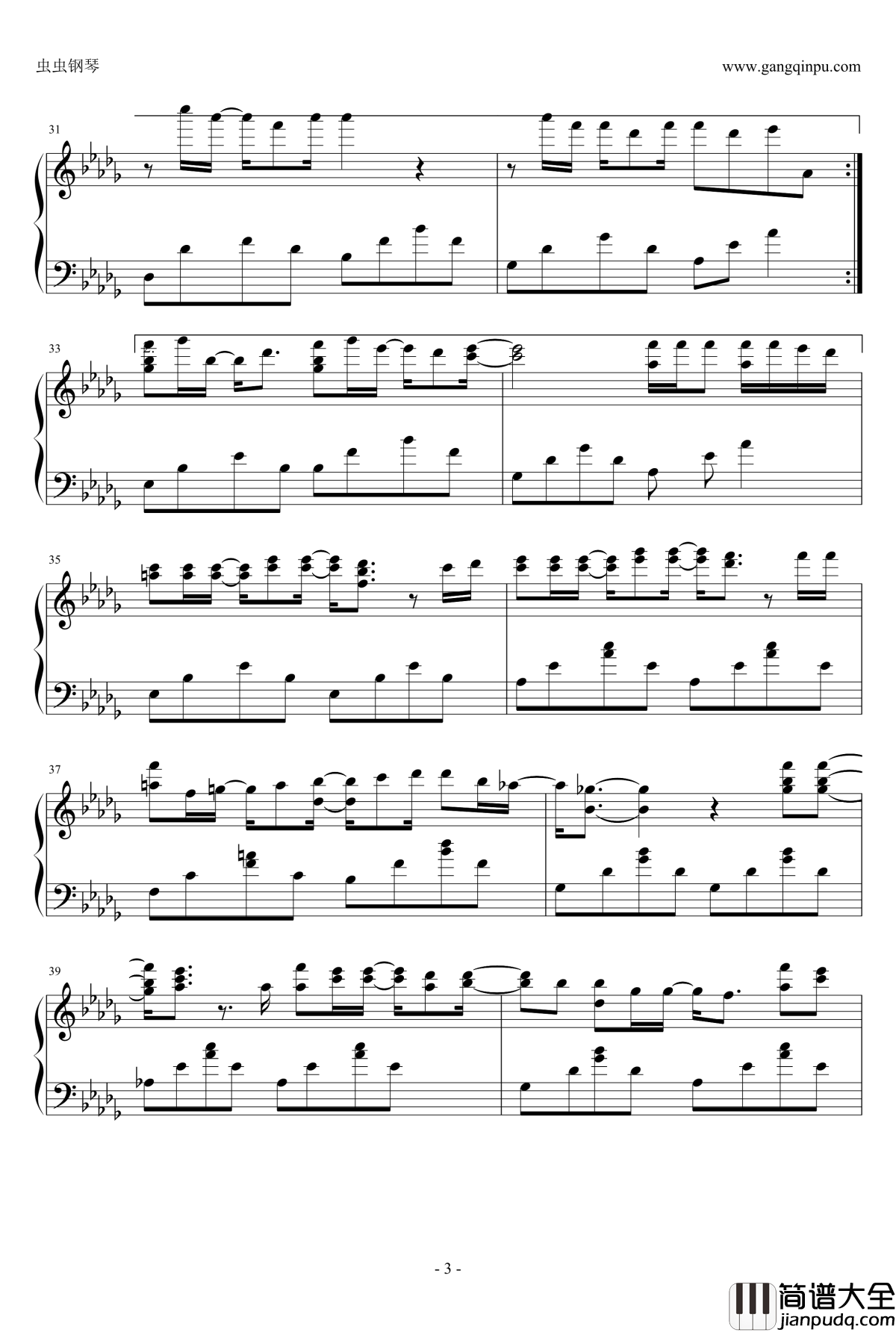 落花流水钢琴谱_陈奕迅