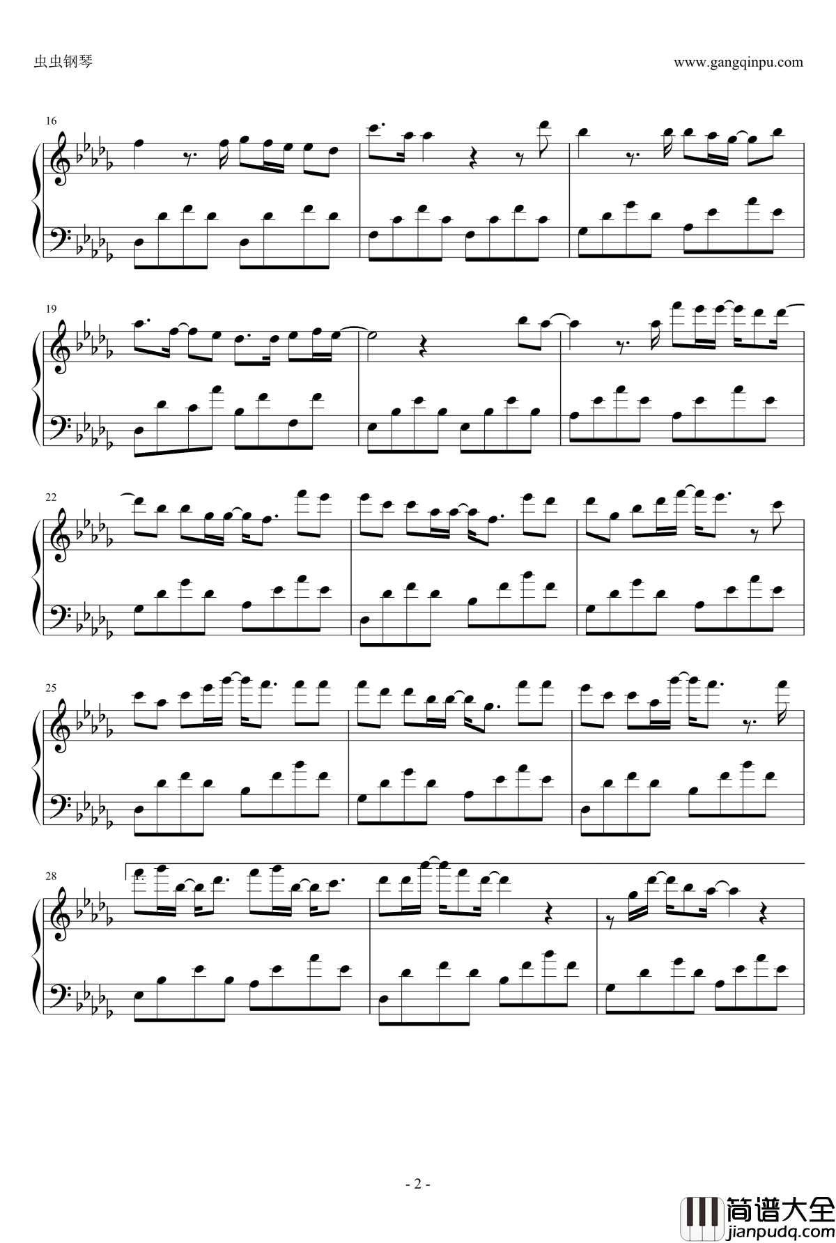 落花流水钢琴谱_陈奕迅