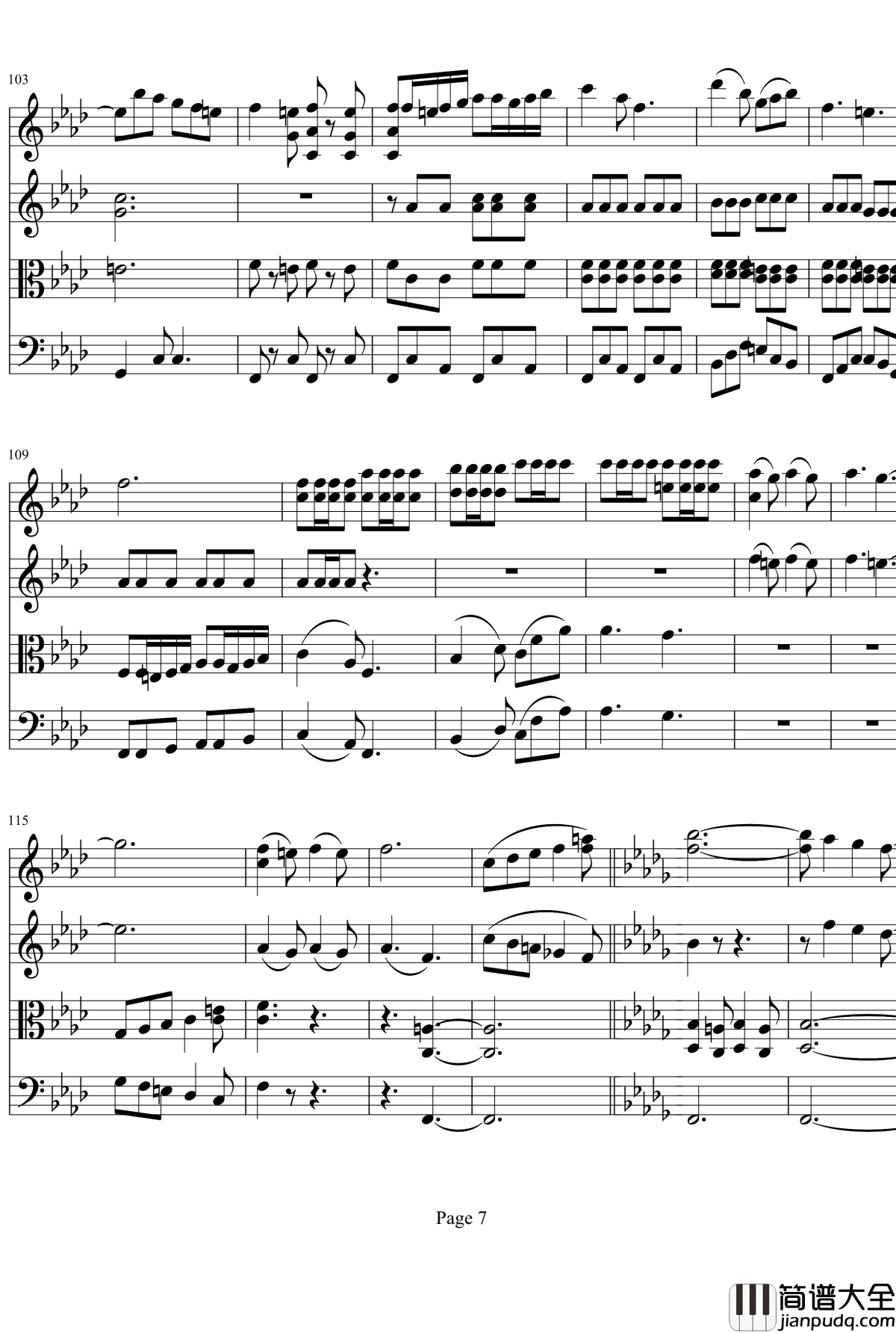 弦乐四重奏No1第一乐章钢琴谱_项道荣