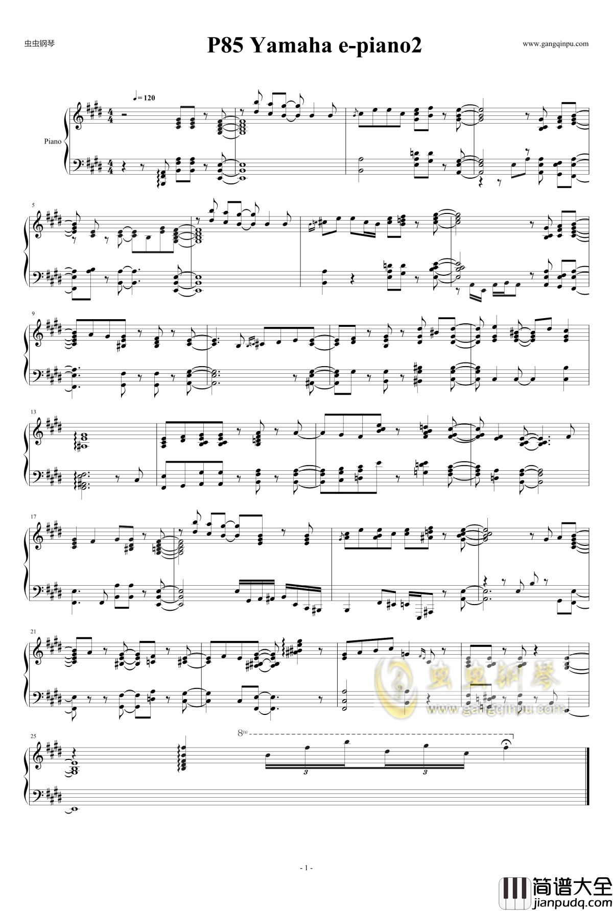 P85_Yamaha_epiano2钢琴谱_独奏_雅马哈