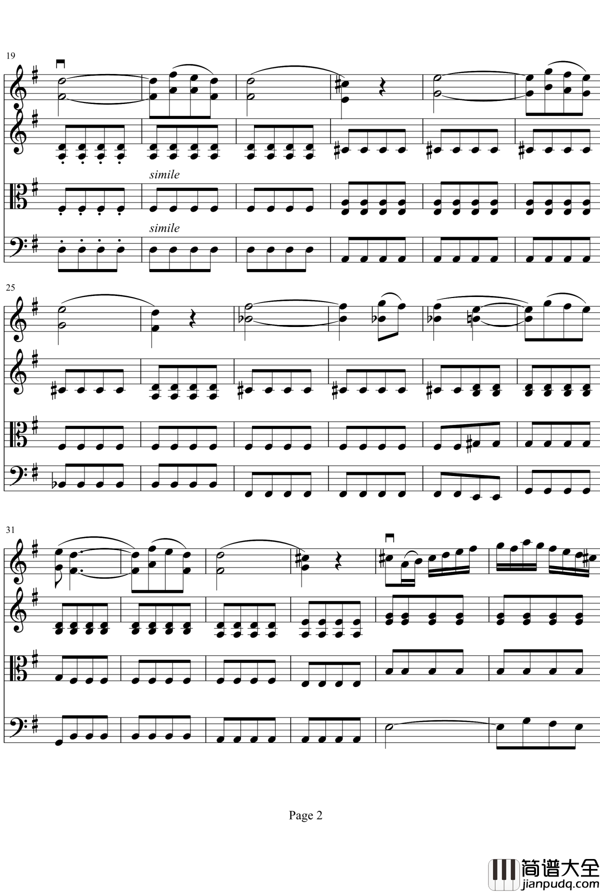 弦乐四重奏No1第四乐章钢琴谱_项道荣