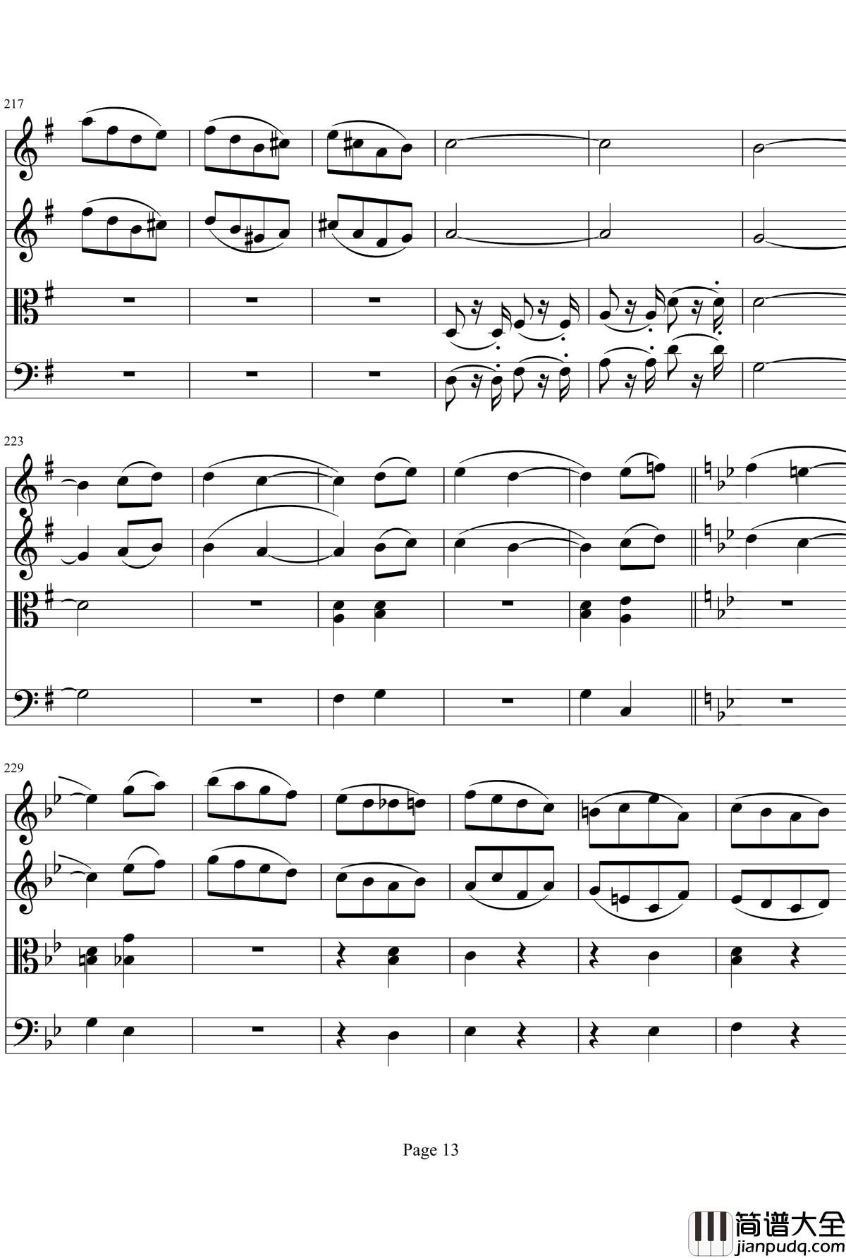 弦乐四重奏No1第四乐章钢琴谱_项道荣