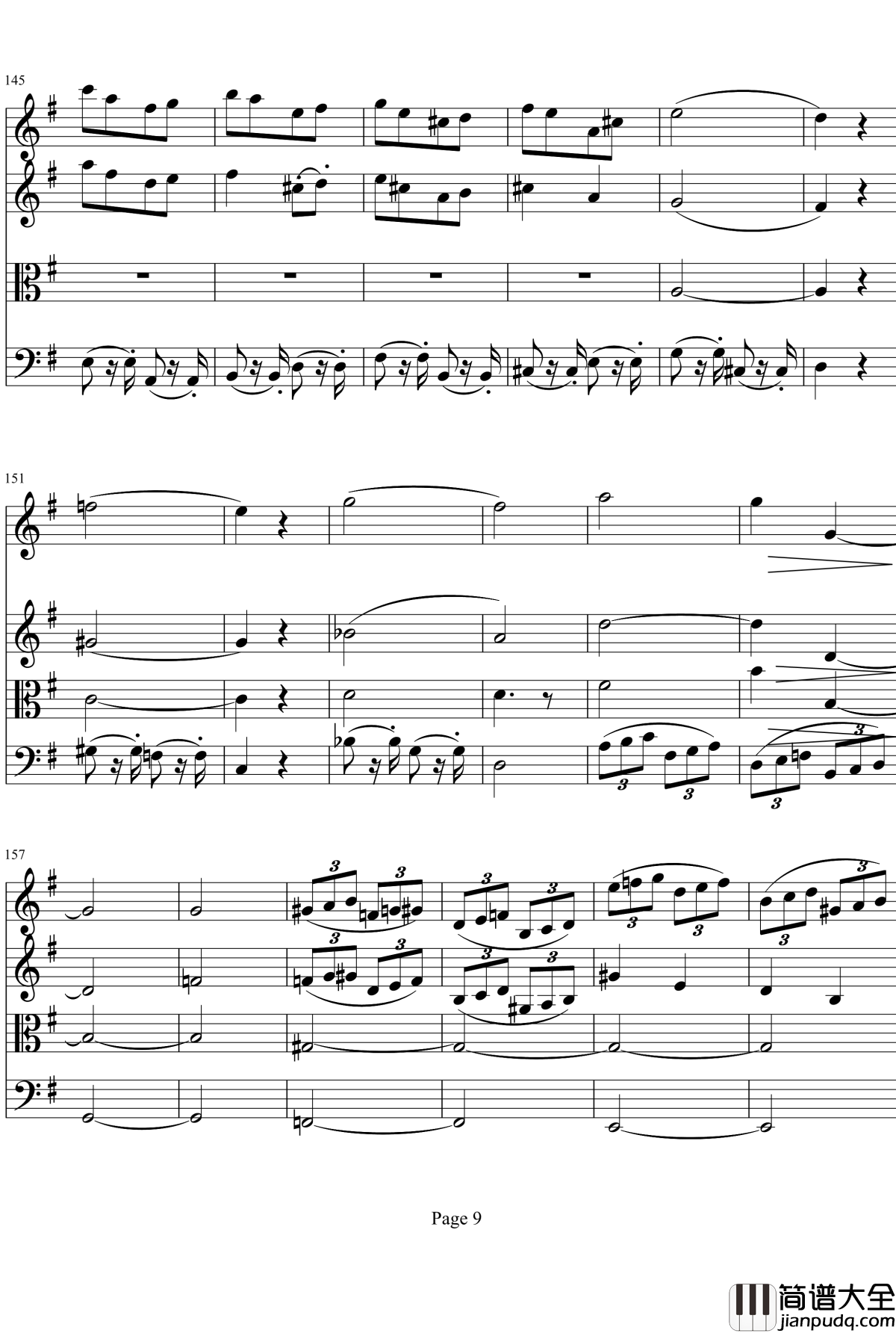 弦乐四重奏No1第四乐章钢琴谱_项道荣