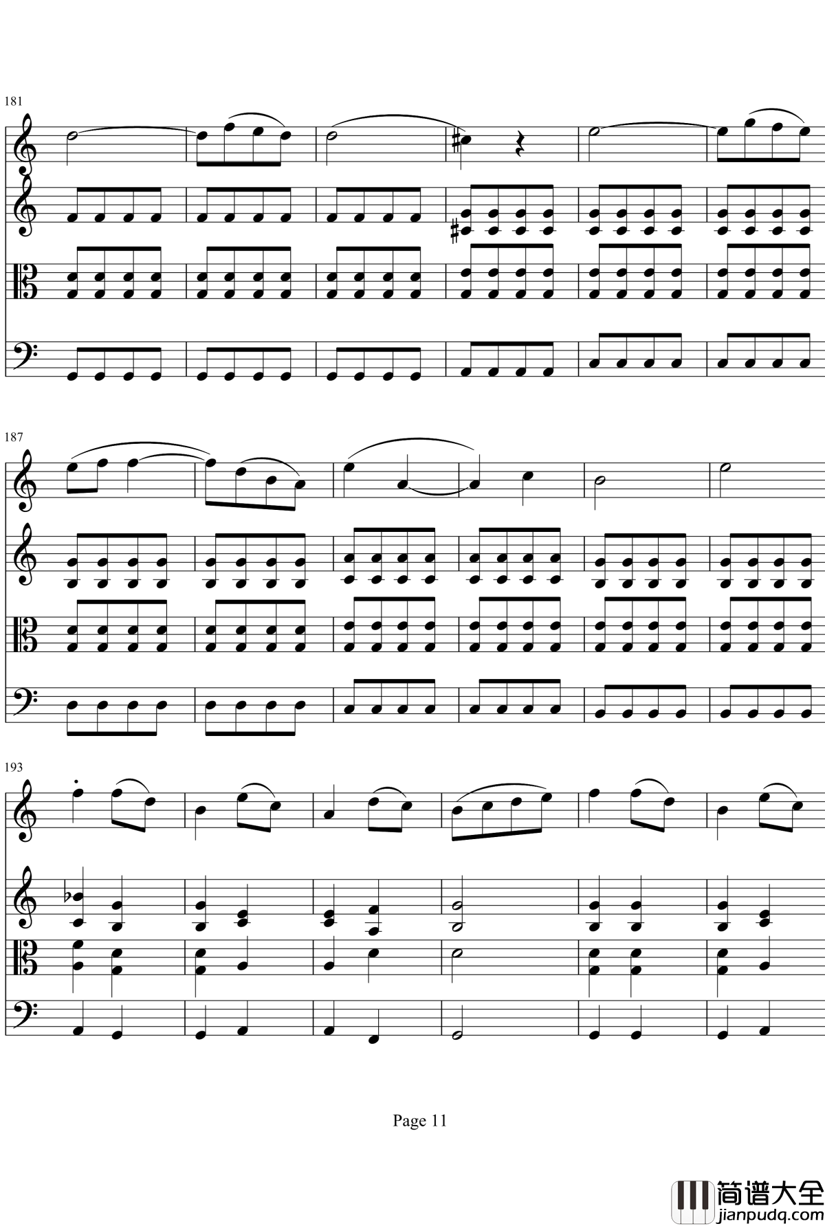 弦乐四重奏No1第四乐章钢琴谱_项道荣