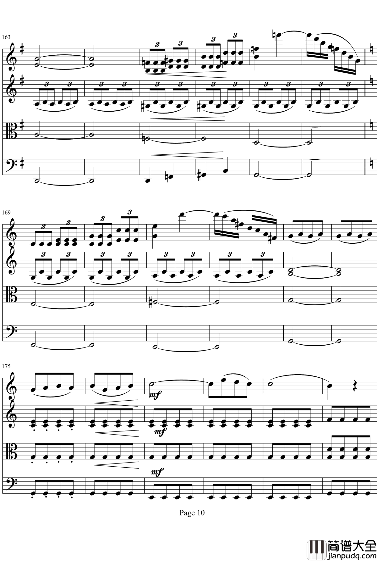 弦乐四重奏No1第四乐章钢琴谱_项道荣