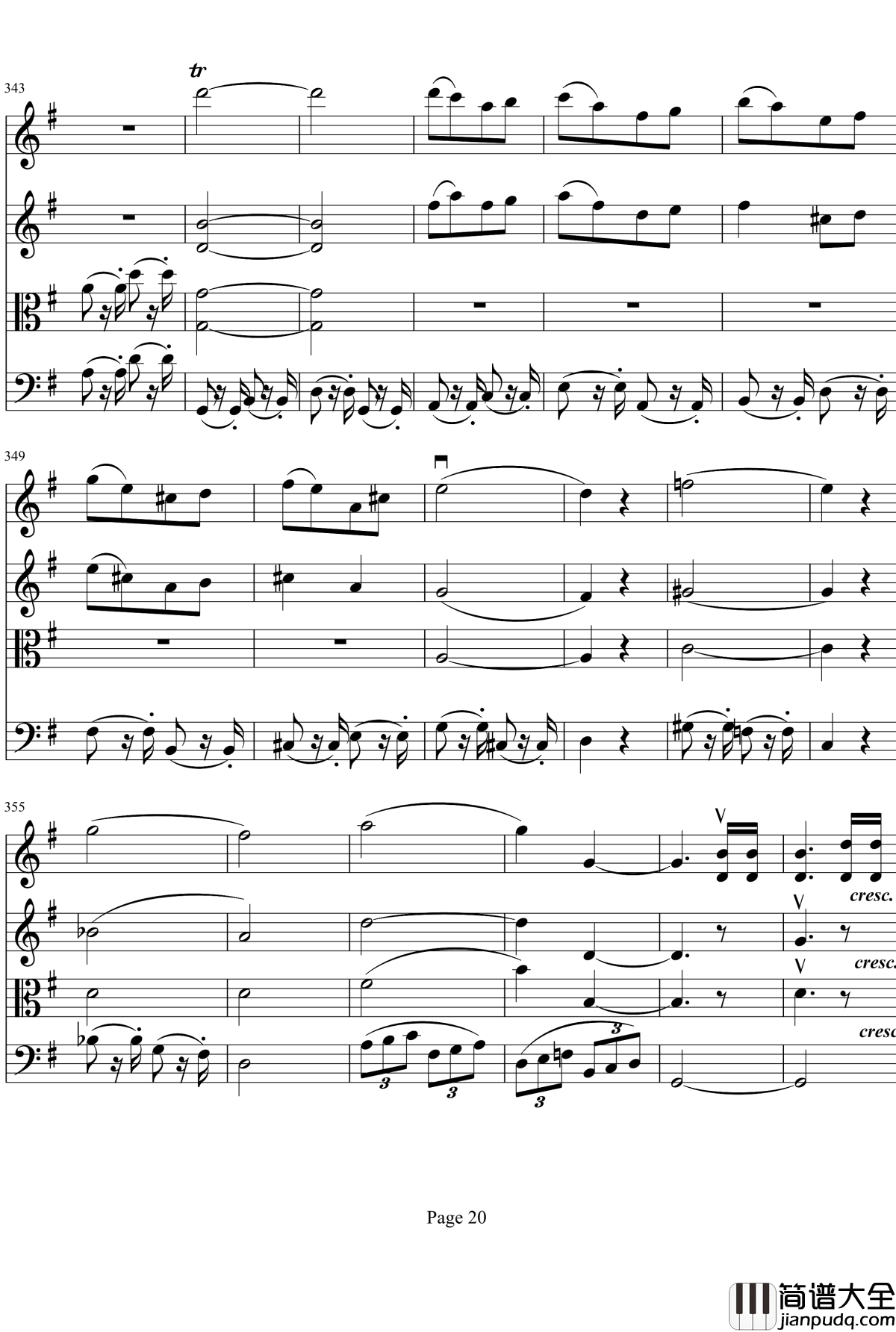 弦乐四重奏No1第四乐章钢琴谱_项道荣