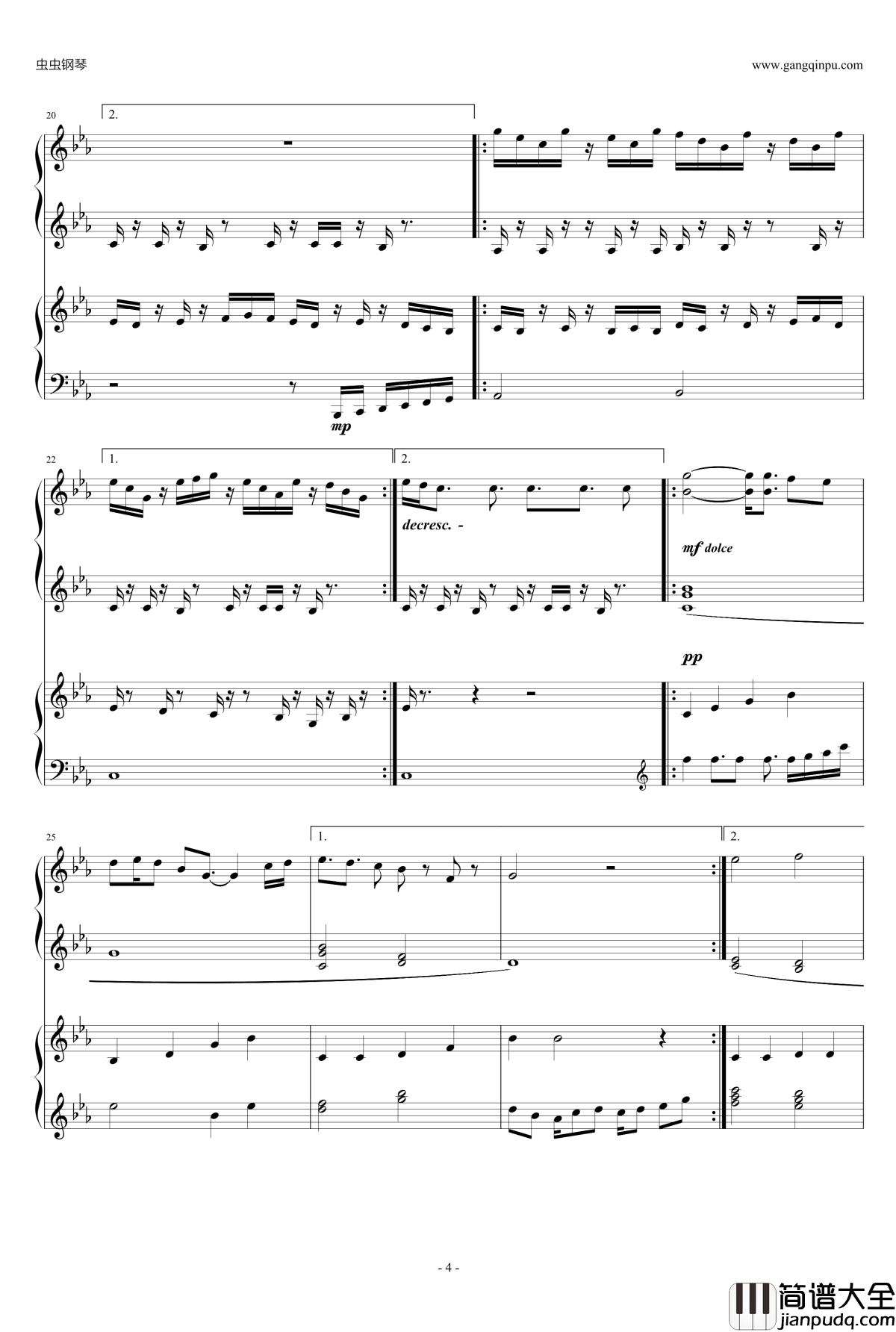 僵尸博士钢琴谱_双钢琴版_植物大战僵尸